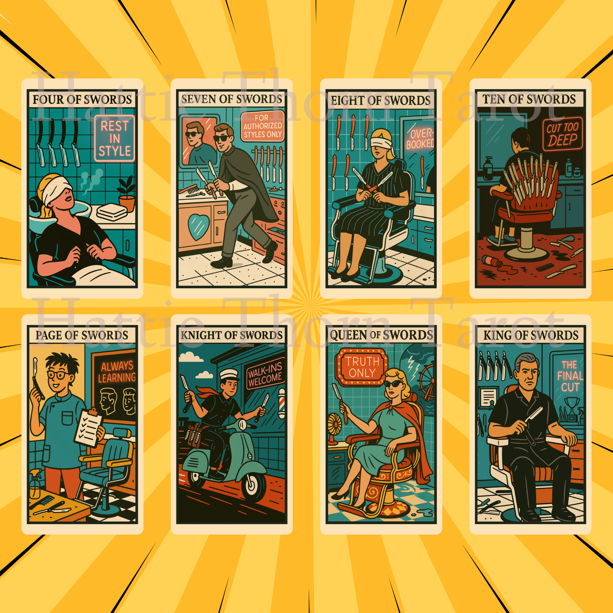 Kitsch Pop Tarot 🛼 A 78 - card fever dream of retro chaos, deep insight, and candy - coloured rebellion. - Hattie Thorn Tarot