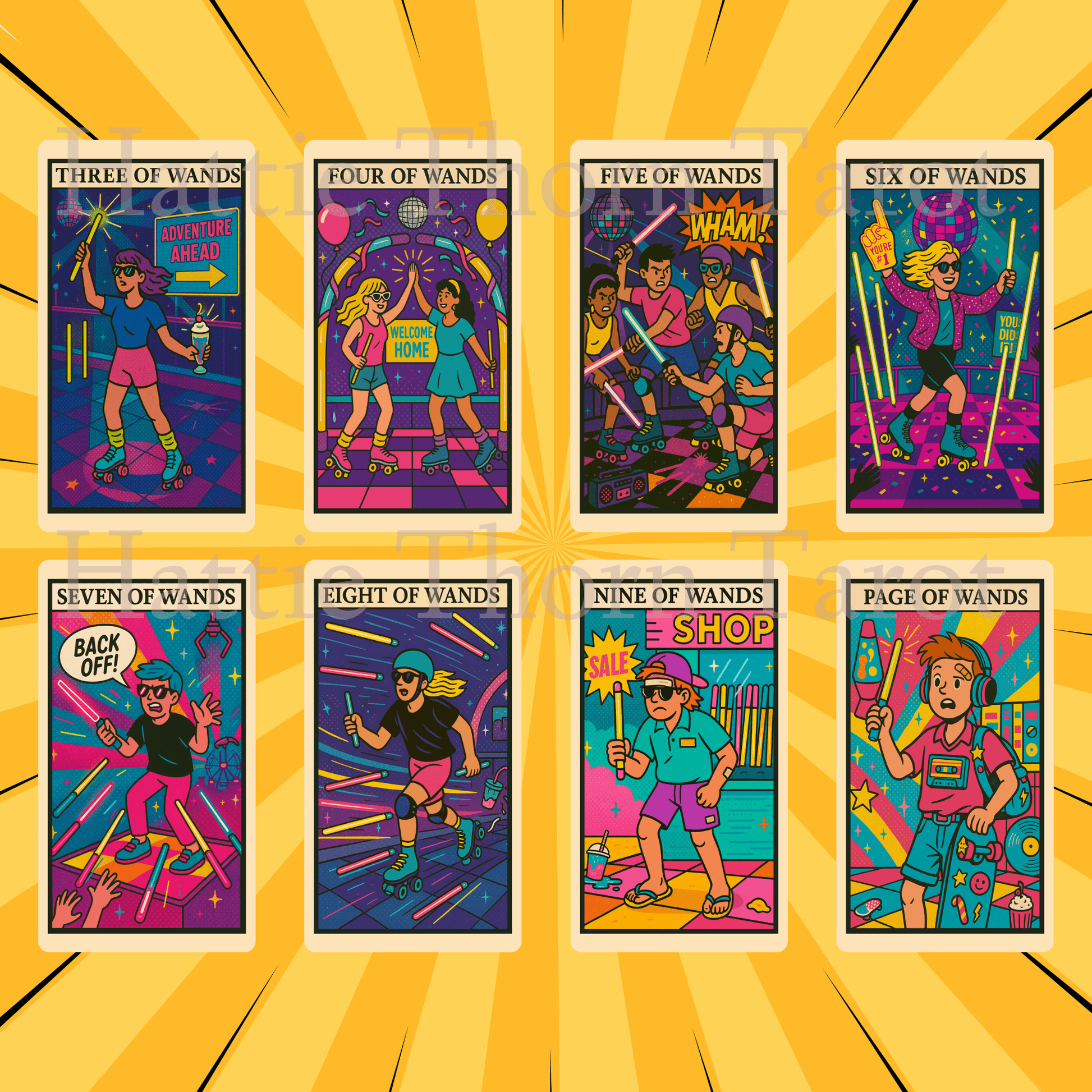Kitsch Pop Tarot 🛼 A 78 - card fever dream of retro chaos, deep insight, and candy - coloured rebellion. - Hattie Thorn Tarot