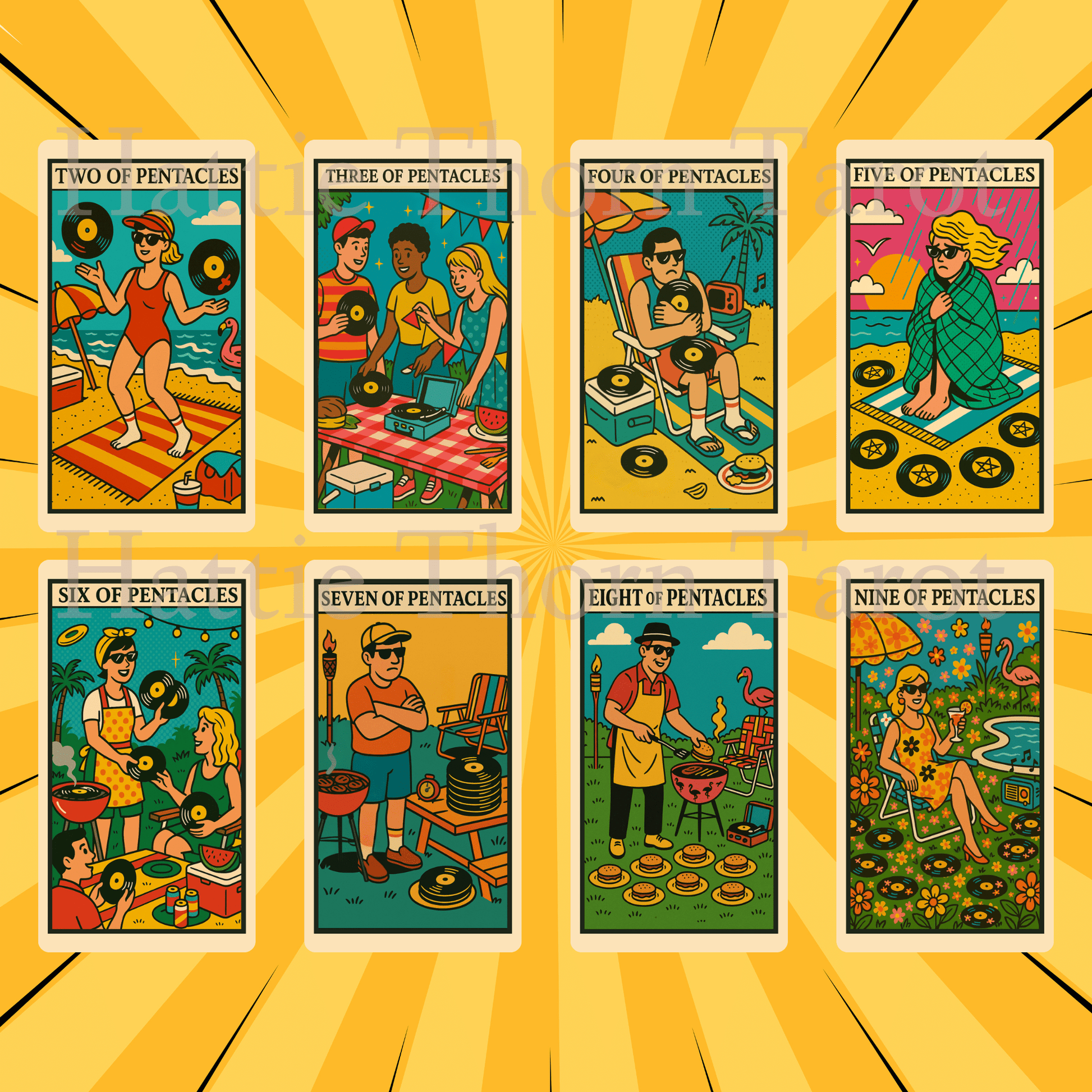Kitsch Pop Tarot 🛼 A 78 - card fever dream of retro chaos, deep insight, and candy - coloured rebellion. - Hattie Thorn Tarot