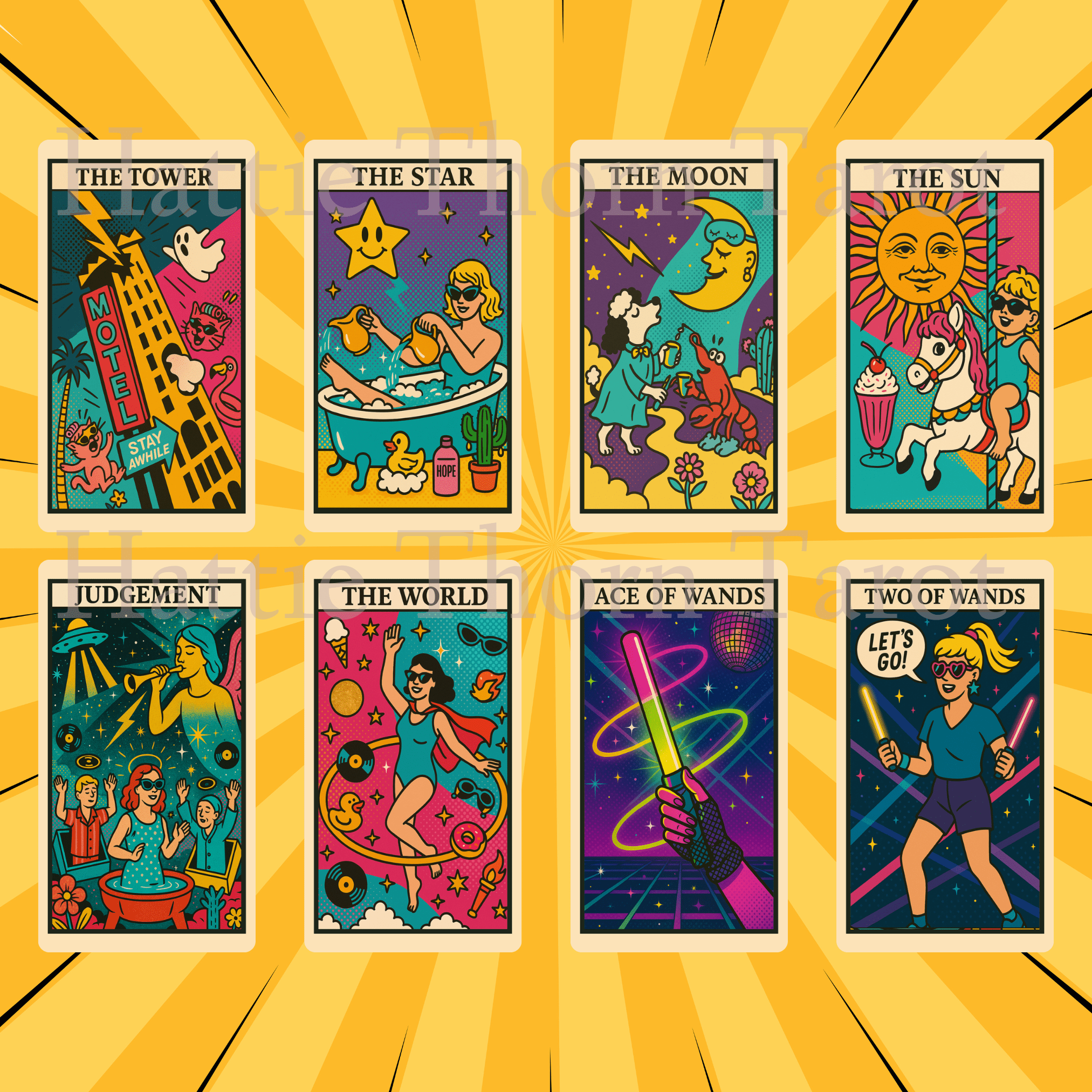 Kitsch Pop Tarot & Oracle Bundle 🛼 A neon - drenched 2 - deck bundle of bubblegum wisdom, retro chaos, and diner - fueled divination - Hattie Thorn Tarot