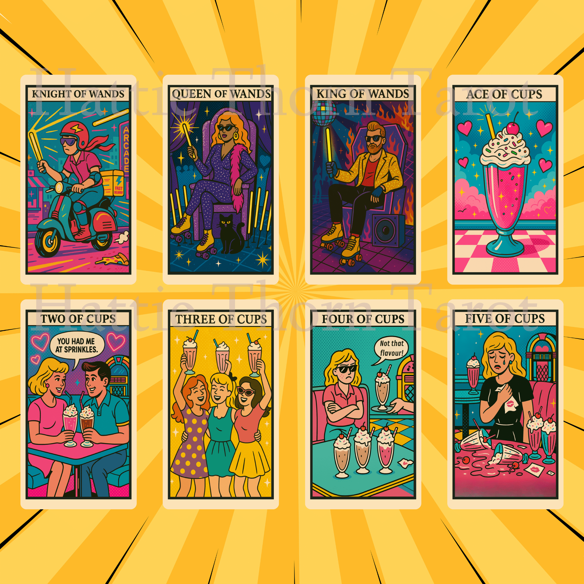 Kitsch Pop Tarot & Oracle Bundle 🛼 A neon - drenched 2 - deck bundle of bubblegum wisdom, retro chaos, and diner - fueled divination - Hattie Thorn Tarot