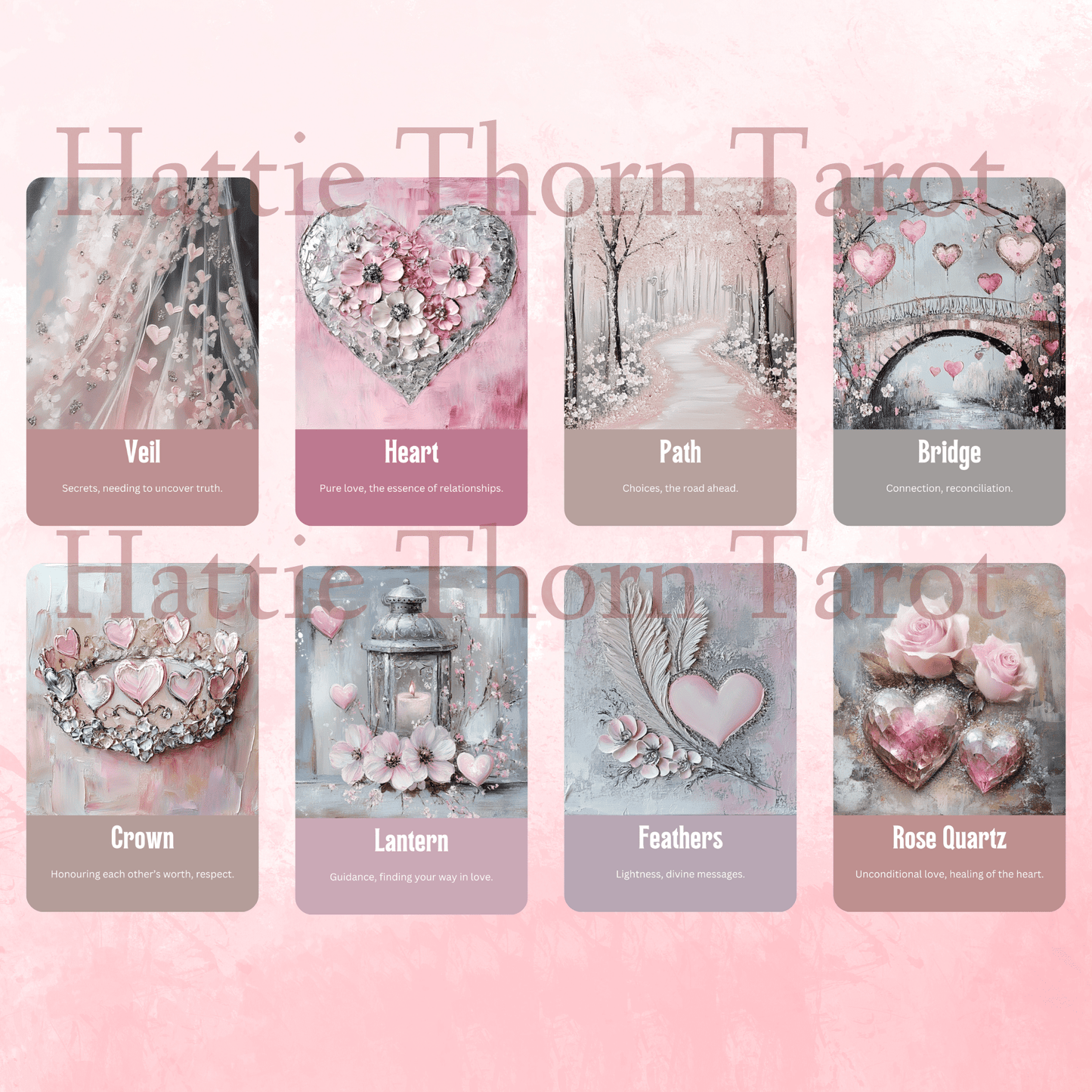 Lovers' Path Oracle 💖 A 50 - card oracle deck for love, growth, and tender - hearted wisdom - Hattie Thorn Tarot