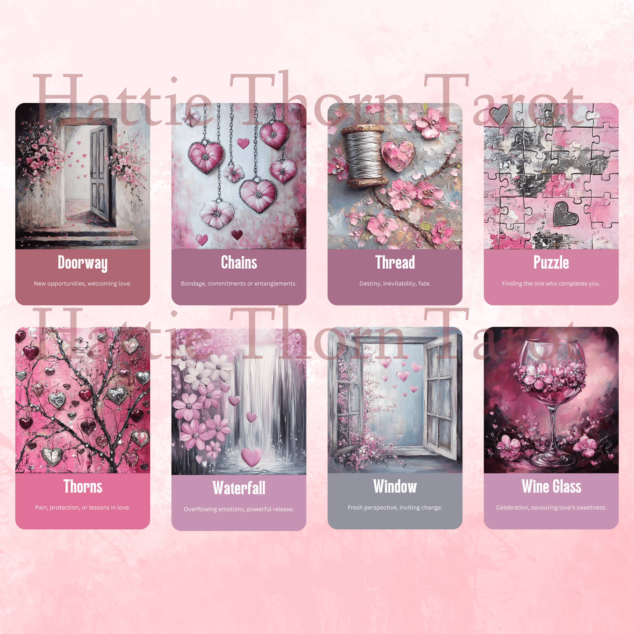 Lovers' Path Oracle 💖 A 50 - card oracle deck for love, growth, and tender - hearted wisdom - Hattie Thorn Tarot