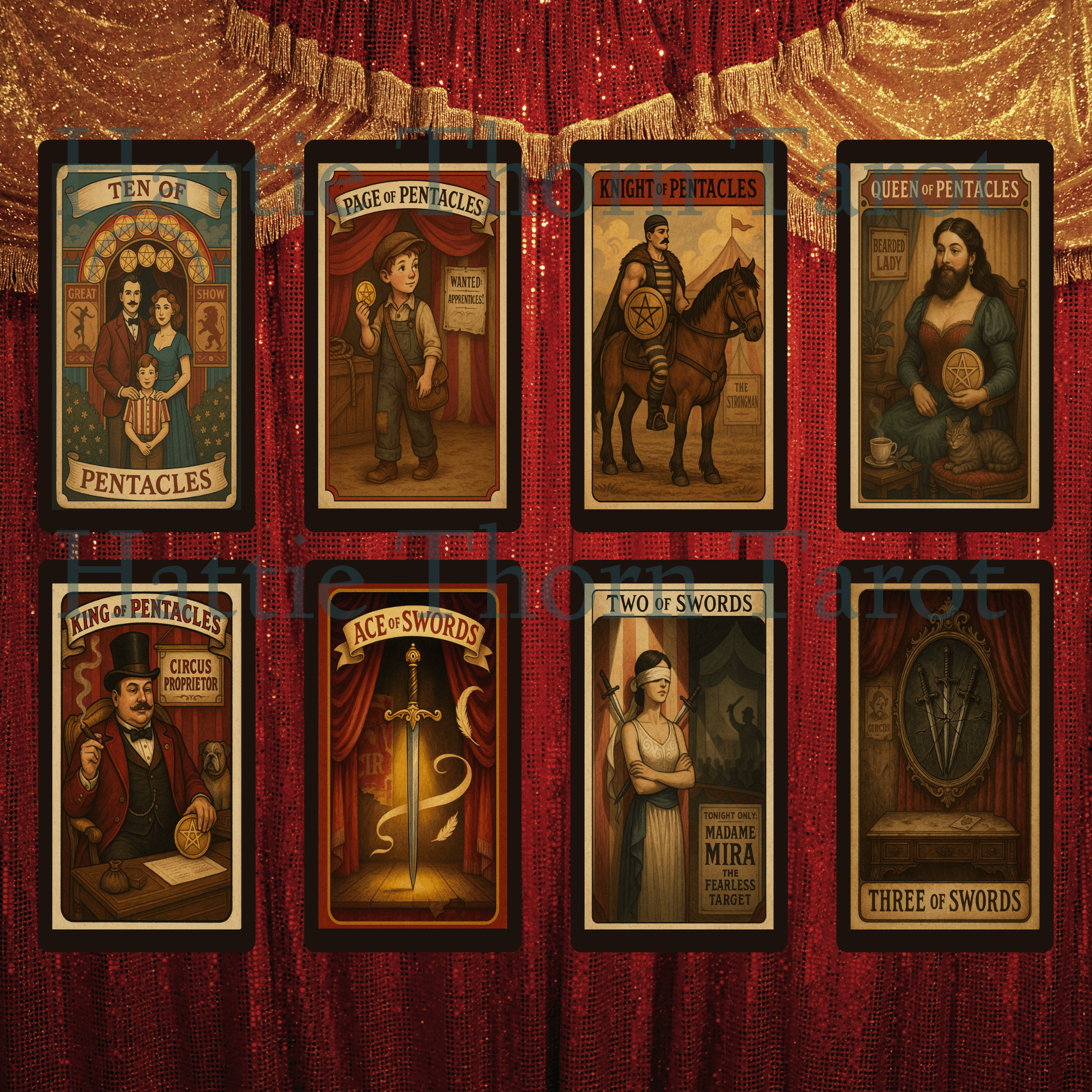 Madame Fortuna: Secrets Revealed 🎪 A tarot deck of circus mystery, glittering grit, and psychic spectacle - Hattie Thorn Tarot