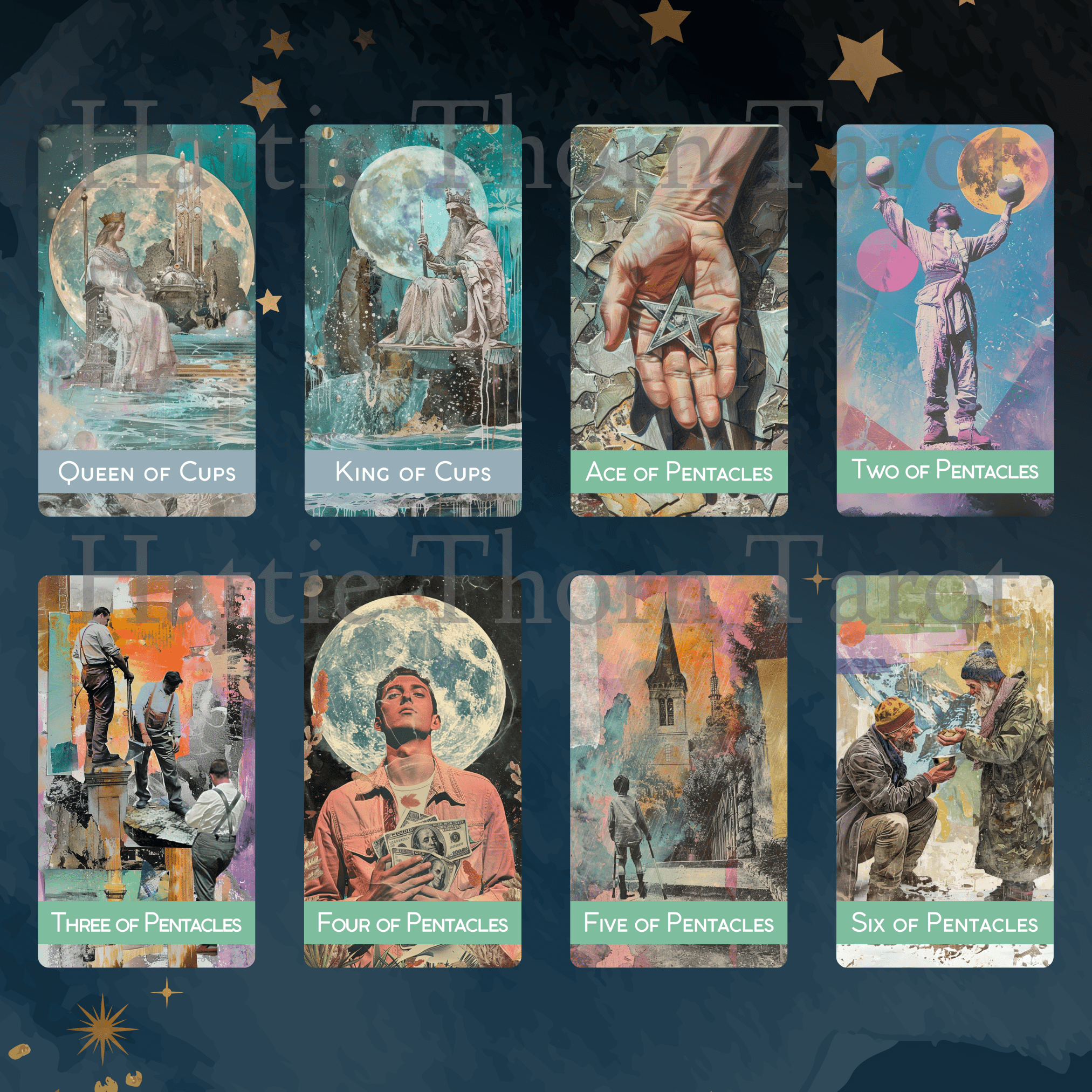 Magic Mosaic Tarot & Oracle Bundle 🧩 A whimsical 2 - deck collage - style set of intuition, wonder, and inner wisdom - Hattie Thorn Tarot