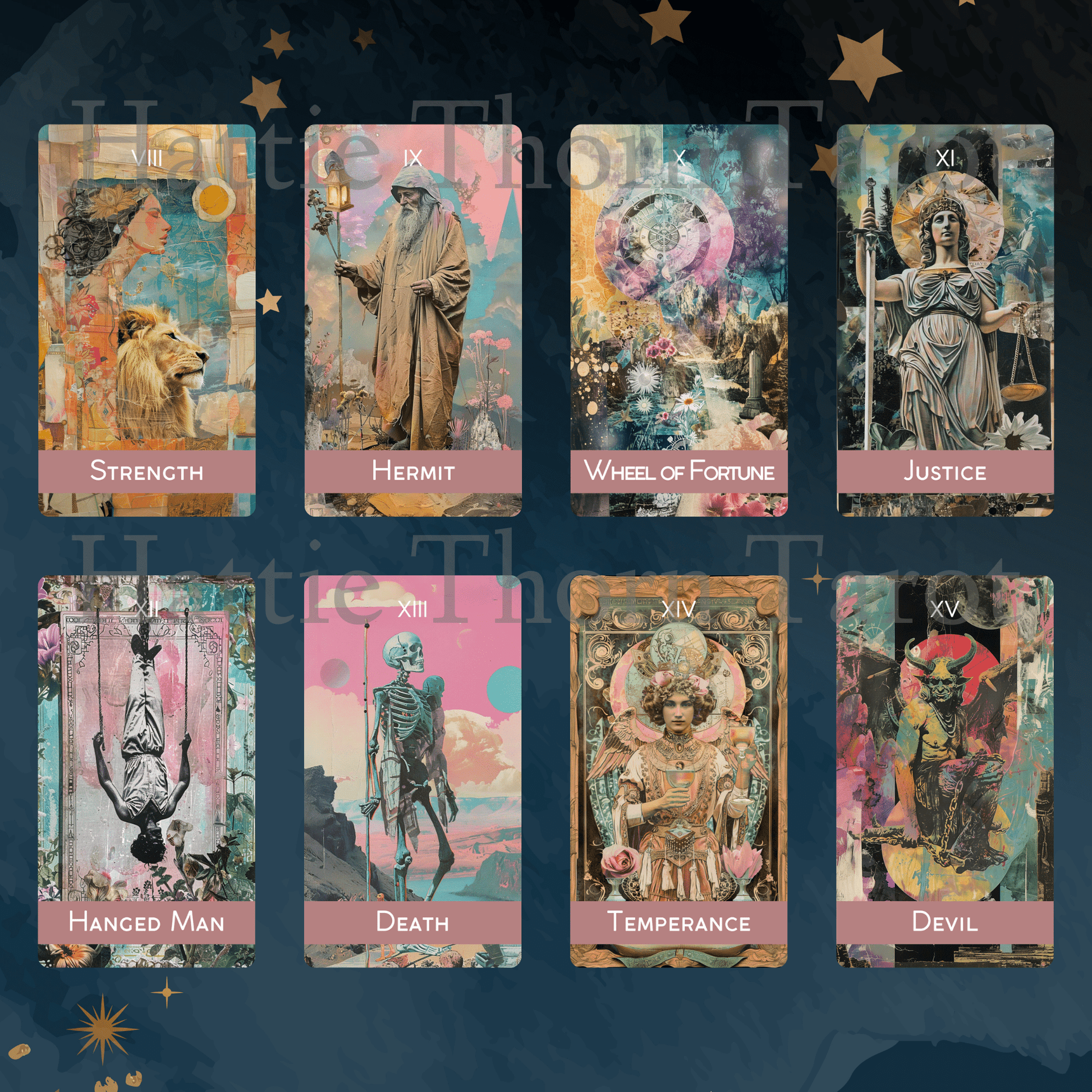 Magic Mosaic Tarot & Oracle Bundle 🧩 A whimsical 2 - deck collage - style set of intuition, wonder, and inner wisdom - Hattie Thorn Tarot