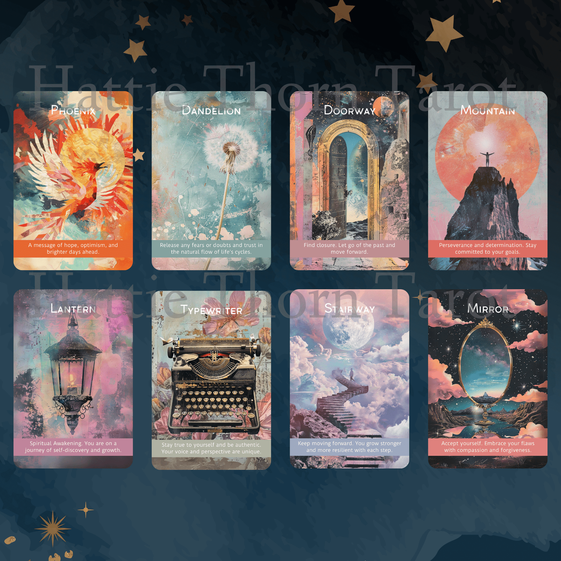 Magic Mosaic Tarot & Oracle Bundle 🧩 A whimsical 2 - deck collage - style set of intuition, wonder, and inner wisdom - Hattie Thorn Tarot