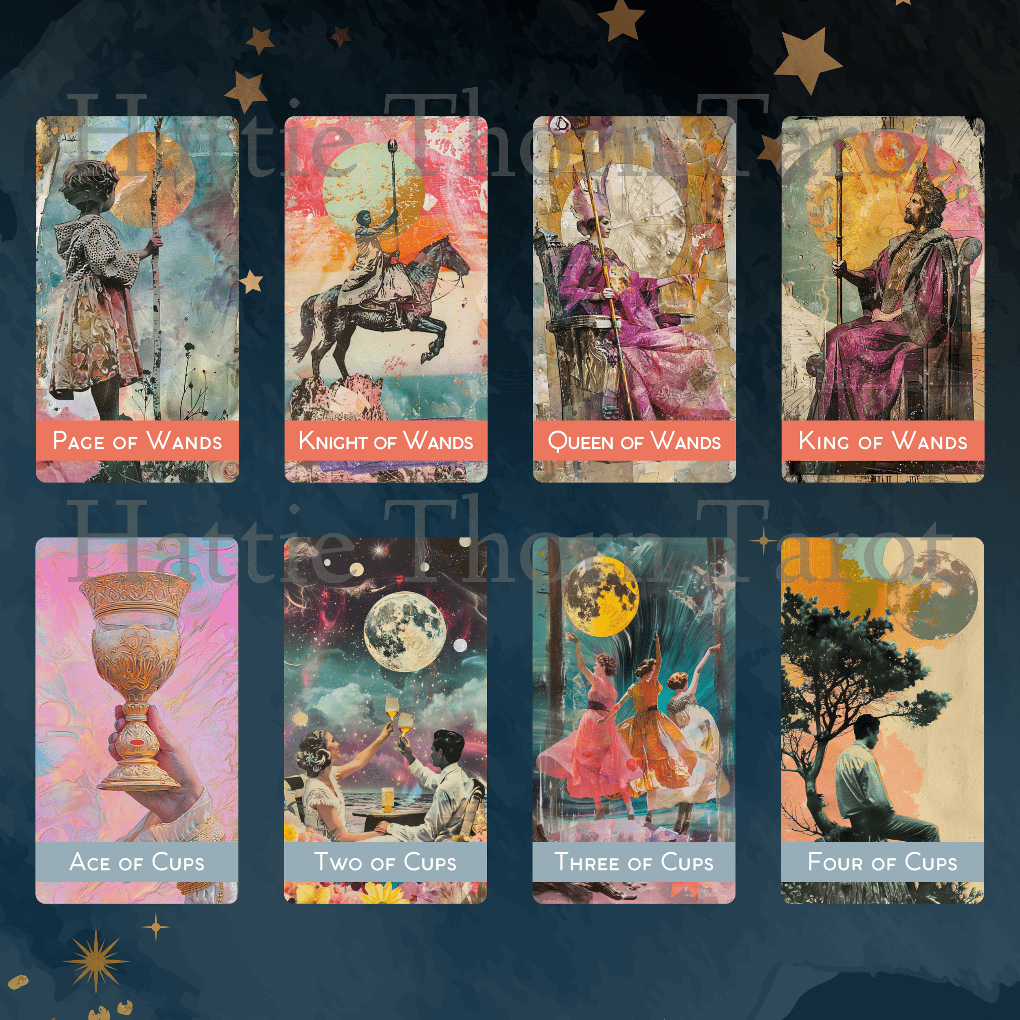 Magic Mosaic Tarot & Oracle Bundle 🧩 A whimsical 2 - deck collage - style set of intuition, wonder, and inner wisdom - Hattie Thorn Tarot