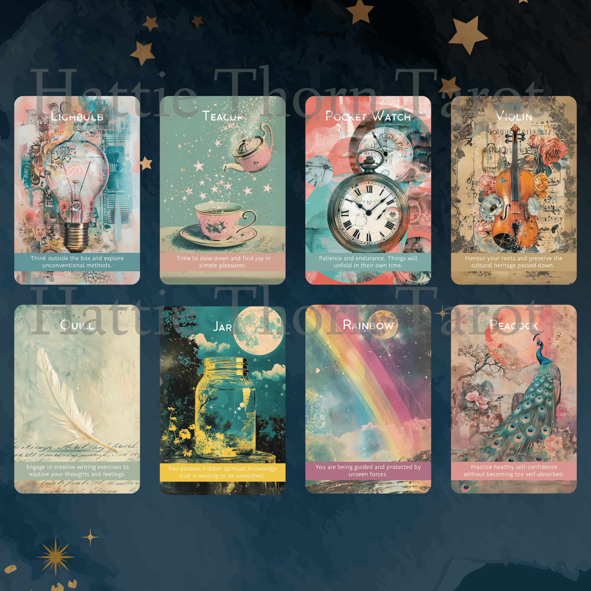 Magic Mosaic Tarot & Oracle Bundle 🧩 A whimsical 2 - deck collage - style set of intuition, wonder, and inner wisdom - Hattie Thorn Tarot