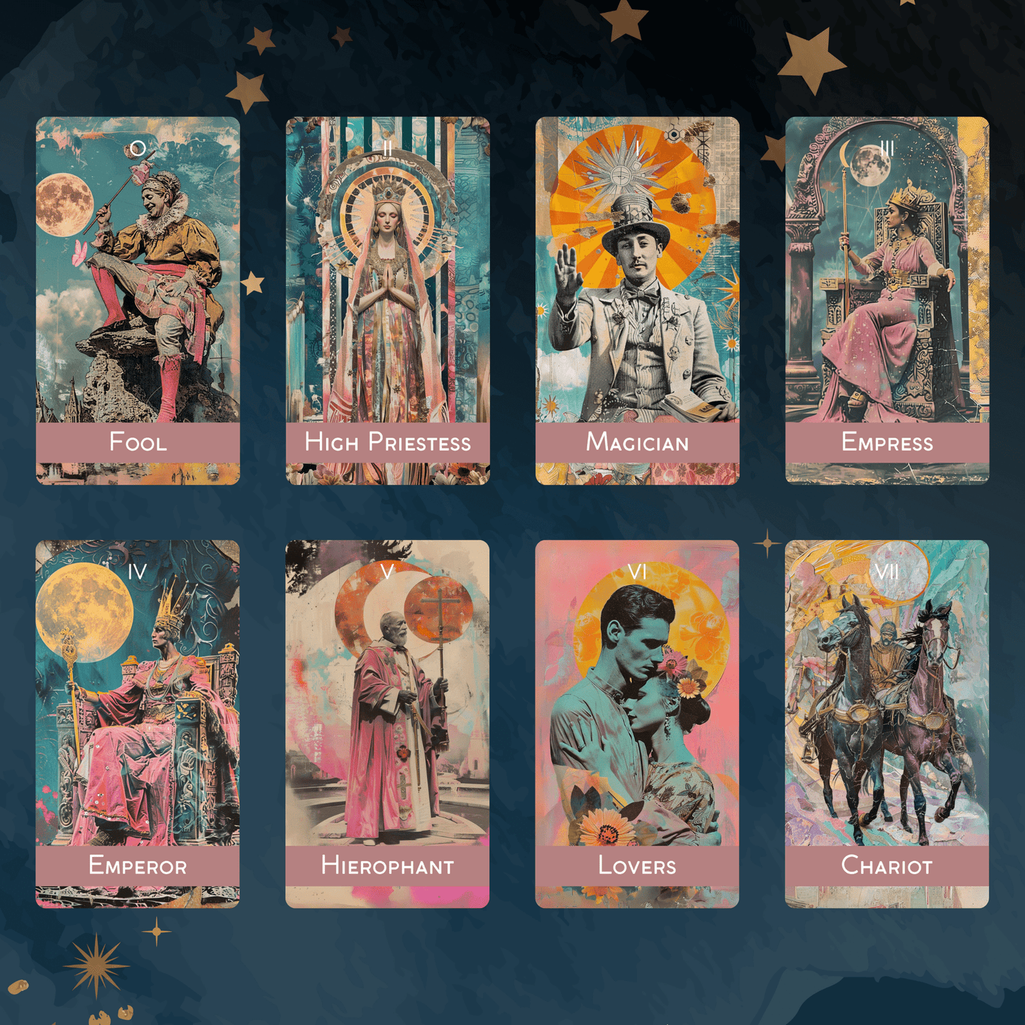 Magic Mosaic Tarot & Oracle Bundle 🧩 A whimsical 2 - deck collage - style set of intuition, wonder, and inner wisdom - Hattie Thorn Tarot