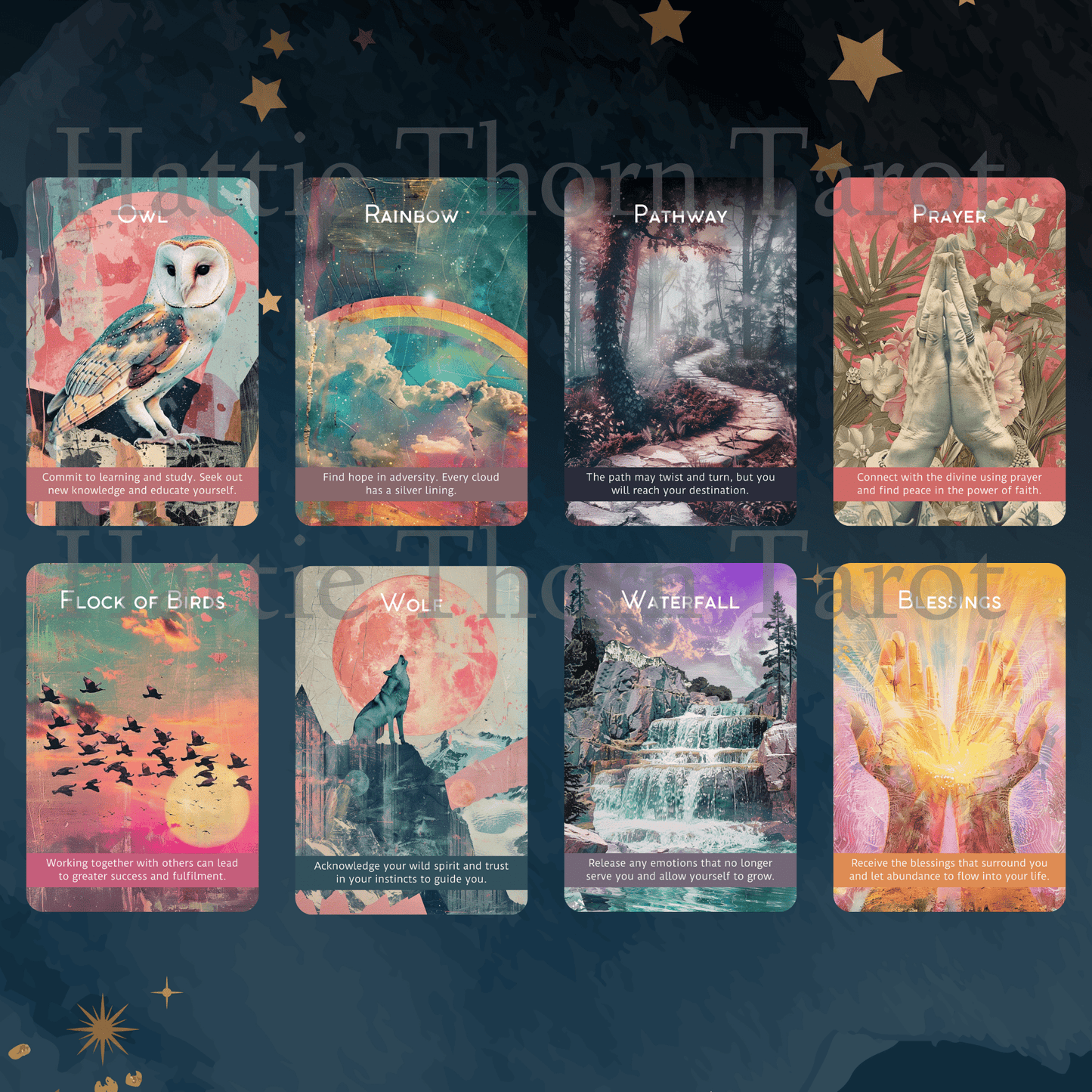 Magic Mosaic Tarot & Oracle Bundle 🧩 A whimsical 2 - deck collage - style set of intuition, wonder, and inner wisdom - Hattie Thorn Tarot