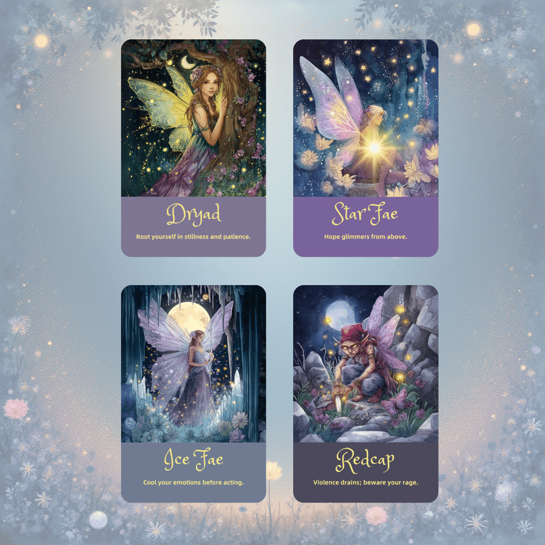 Midnight Fae Oracle 🌙 A 50 - card deck of moonlit whispers, faerie magic, and intuitive guidance. - Hattie Thorn Tarot