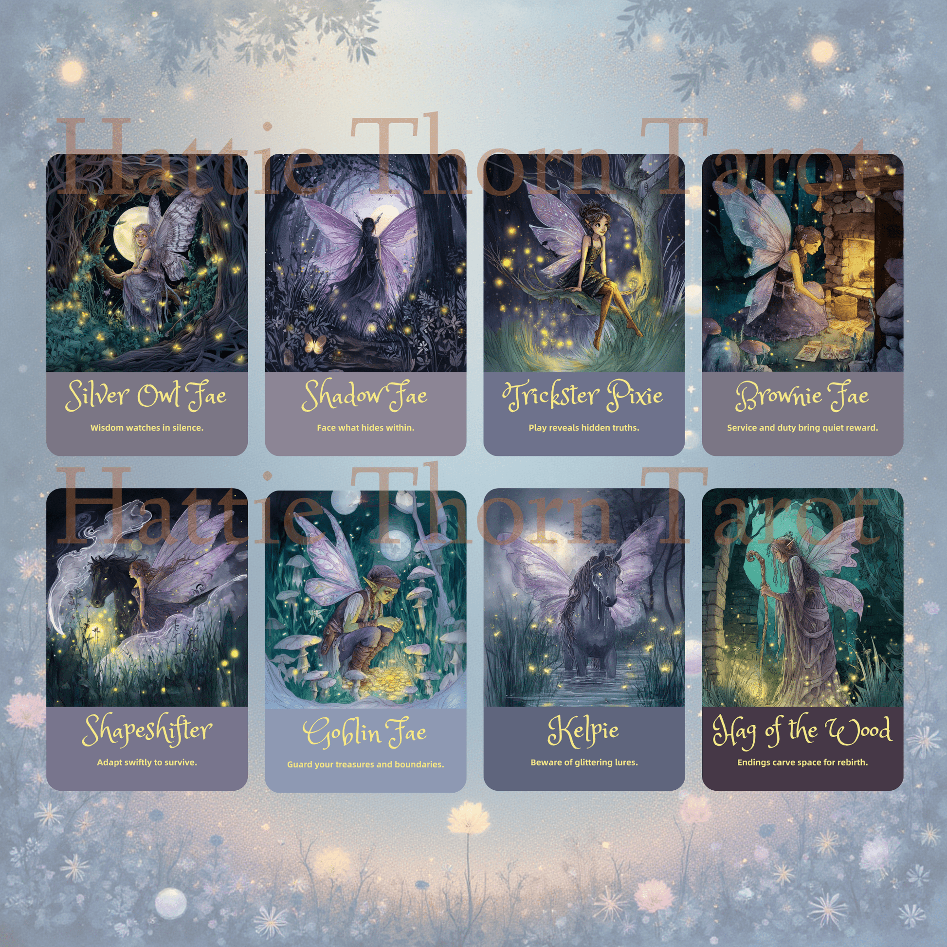 Midnight Fae Tarot & Oracle 🌙 A twin - deck set of moonlit divination, faerie wisdom, and enchanted insight. - Hattie Thorn Tarot