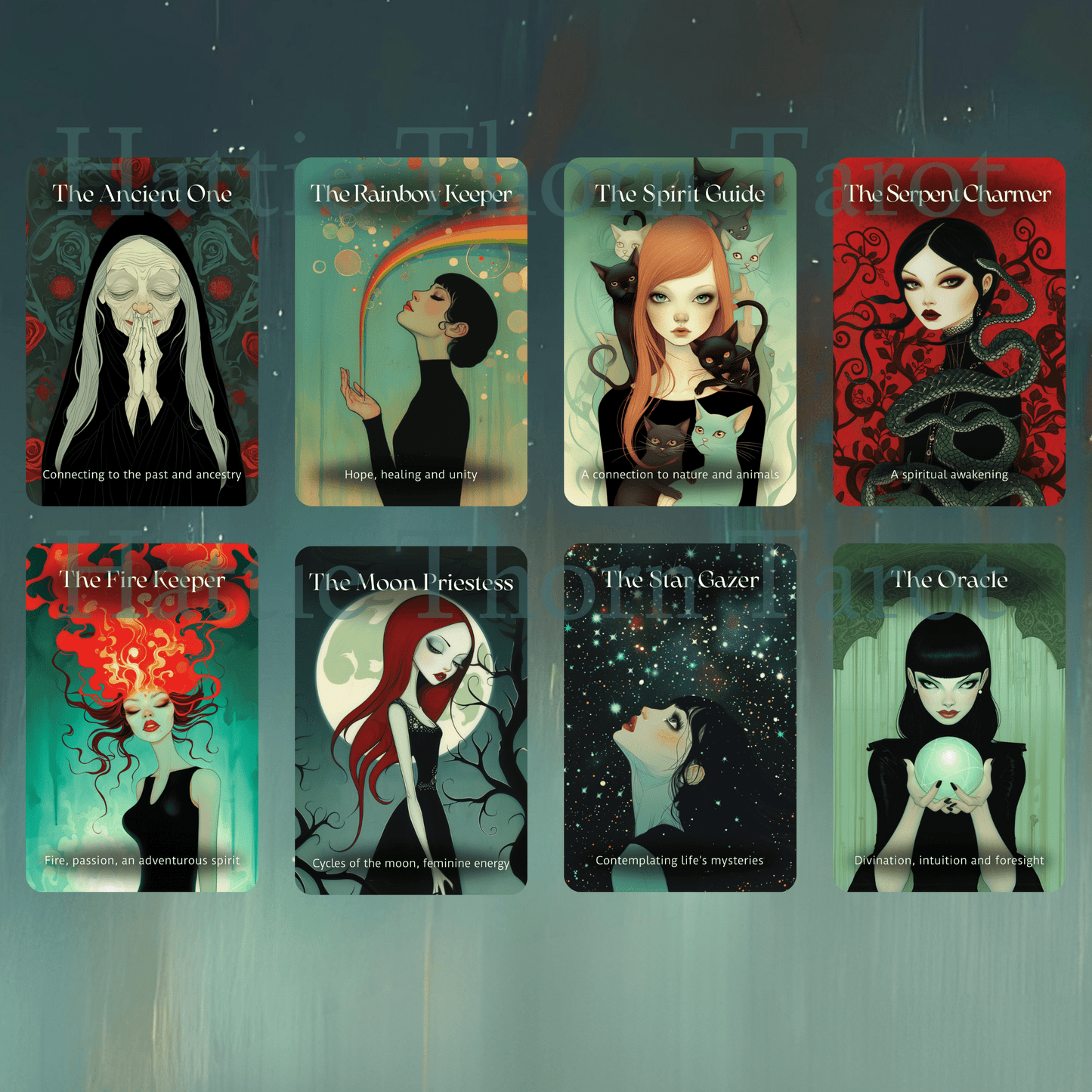 Mystic Maidens Oracle ✨ A 50 - card oracle deck for self - trust, sacred insight, and goddess guidance - Hattie Thorn Tarot