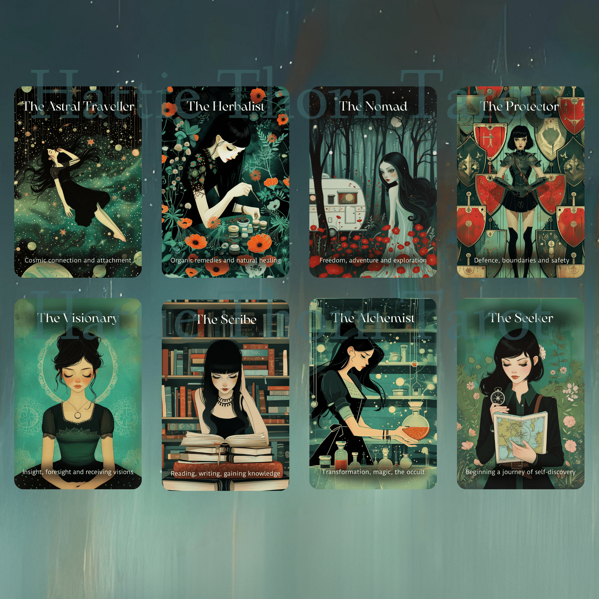 Mystic Maidens Oracle ✨ A 50 - card oracle deck for self - trust, sacred insight, and goddess guidance - Hattie Thorn Tarot