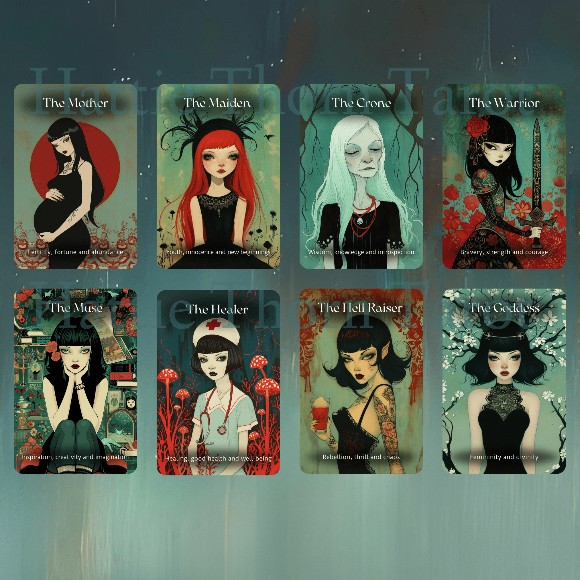 Mystic Maidens Oracle ✨ A 50 - card oracle deck for self - trust, sacred insight, and goddess guidance - Hattie Thorn Tarot