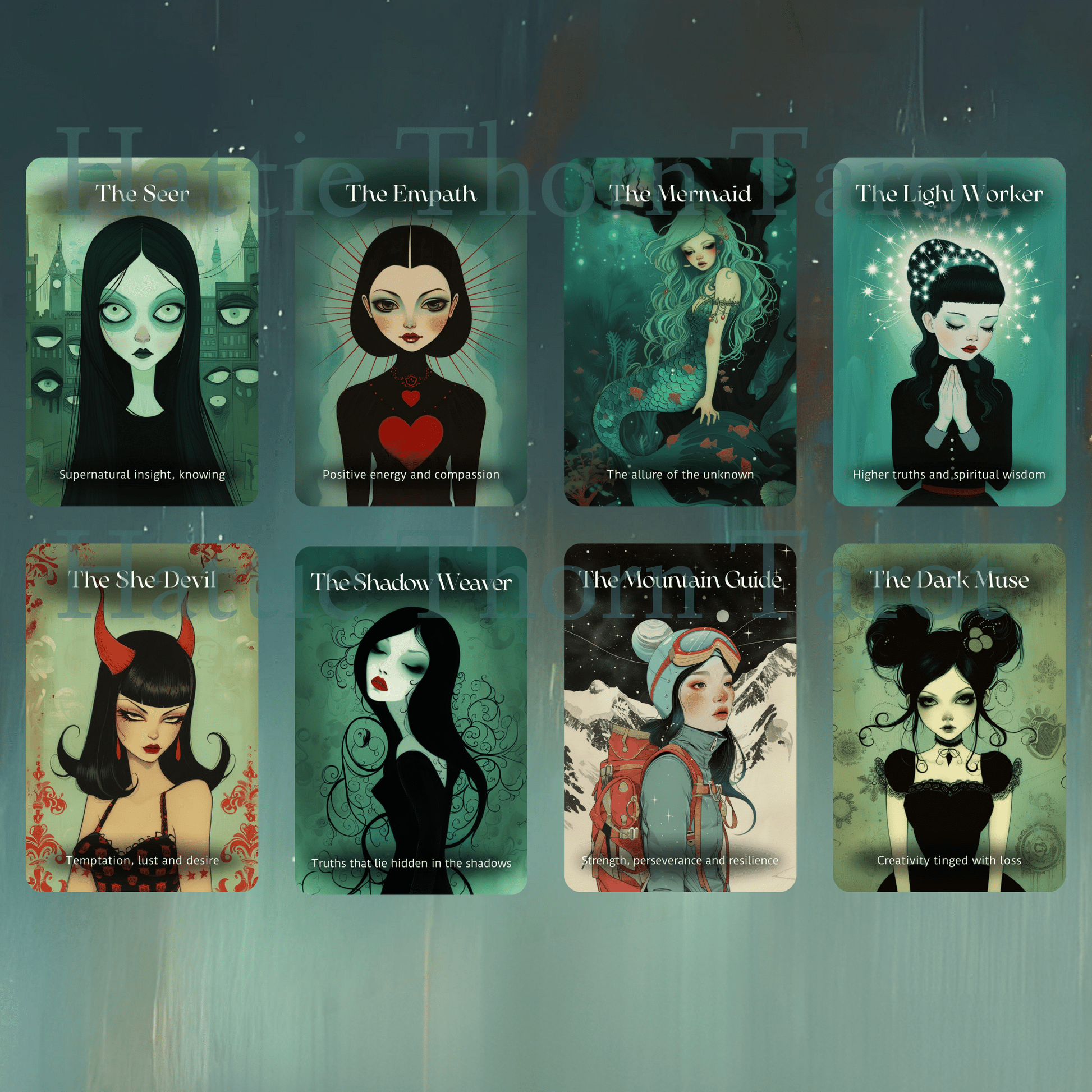 Mystic Maidens Oracle ✨ A 50 - card oracle deck for self - trust, sacred insight, and goddess guidance - Hattie Thorn Tarot