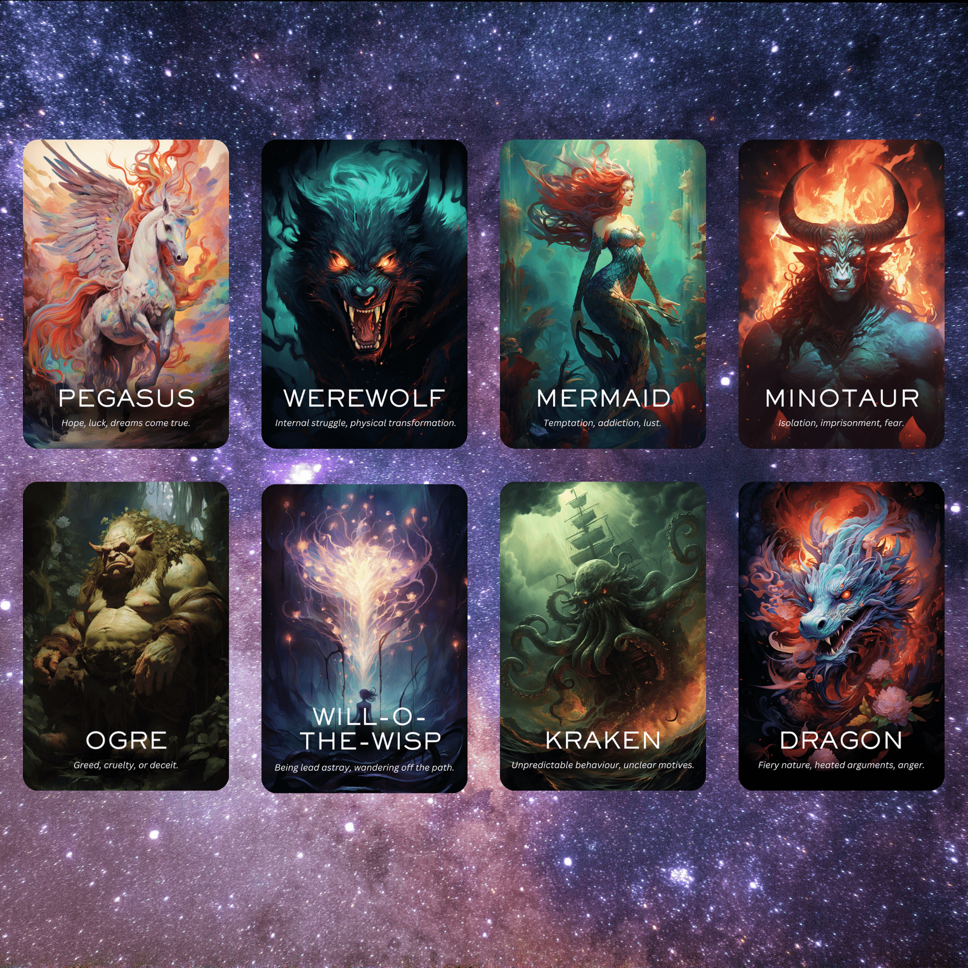 Myths & Monsters Oracle 🐉 Ancient legends. Hidden truths. One deck to summon them all. - Hattie Thorn Tarot