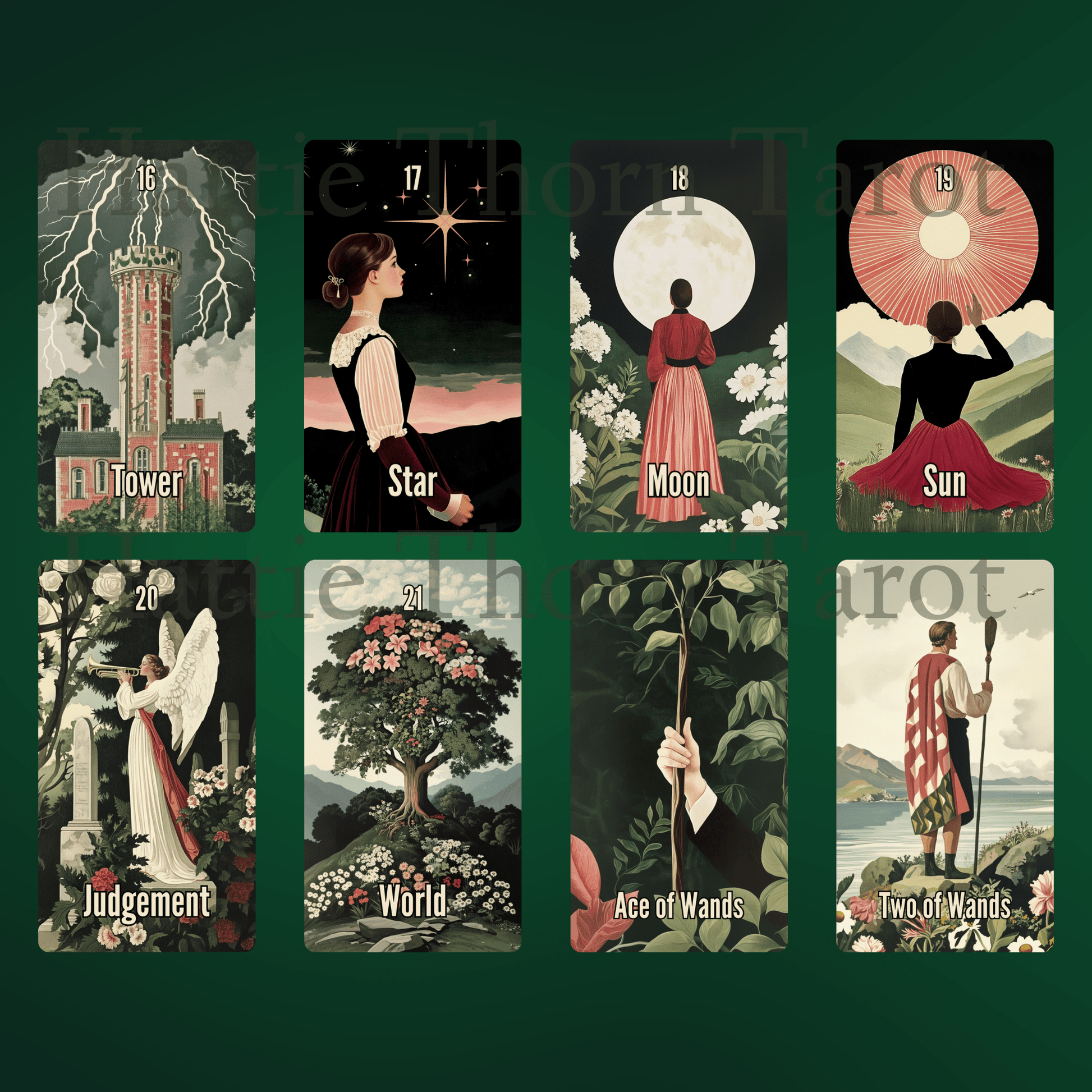 Nightshade Tarot & Oracle Bundle 🌿 A 2 - deck descent into floral shadow, mystical depth, and midnight soul work - Hattie Thorn Tarot