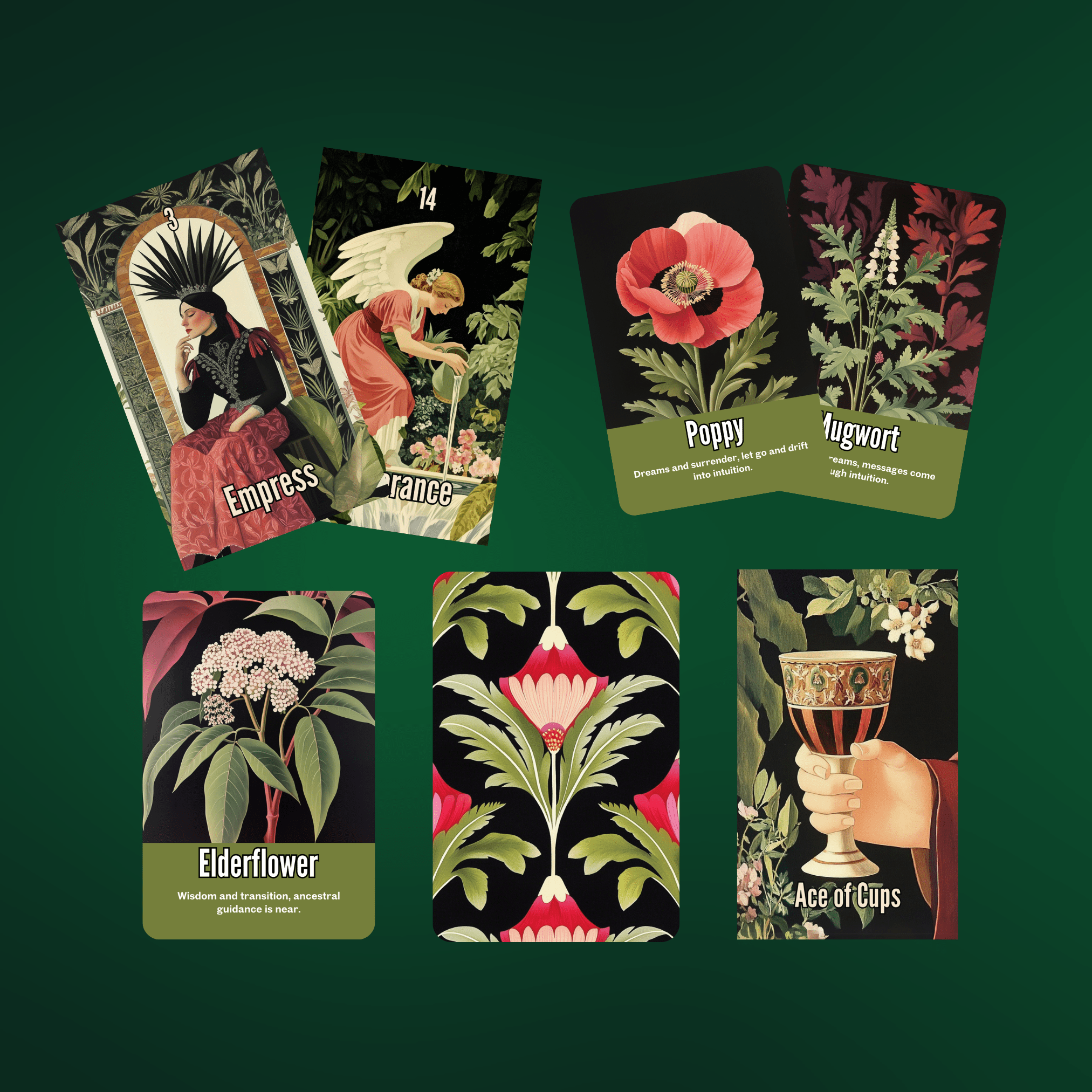 Nightshade Tarot & Oracle Bundle 🌿 A 2 - deck descent into floral shadow, mystical depth, and midnight soul work - Hattie Thorn Tarot