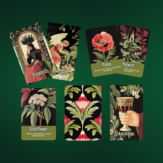 Nightshade Tarot & Oracle Bundle 🌿 A 2 - deck descent into floral shadow, mystical depth, and midnight soul work - Hattie Thorn Tarot