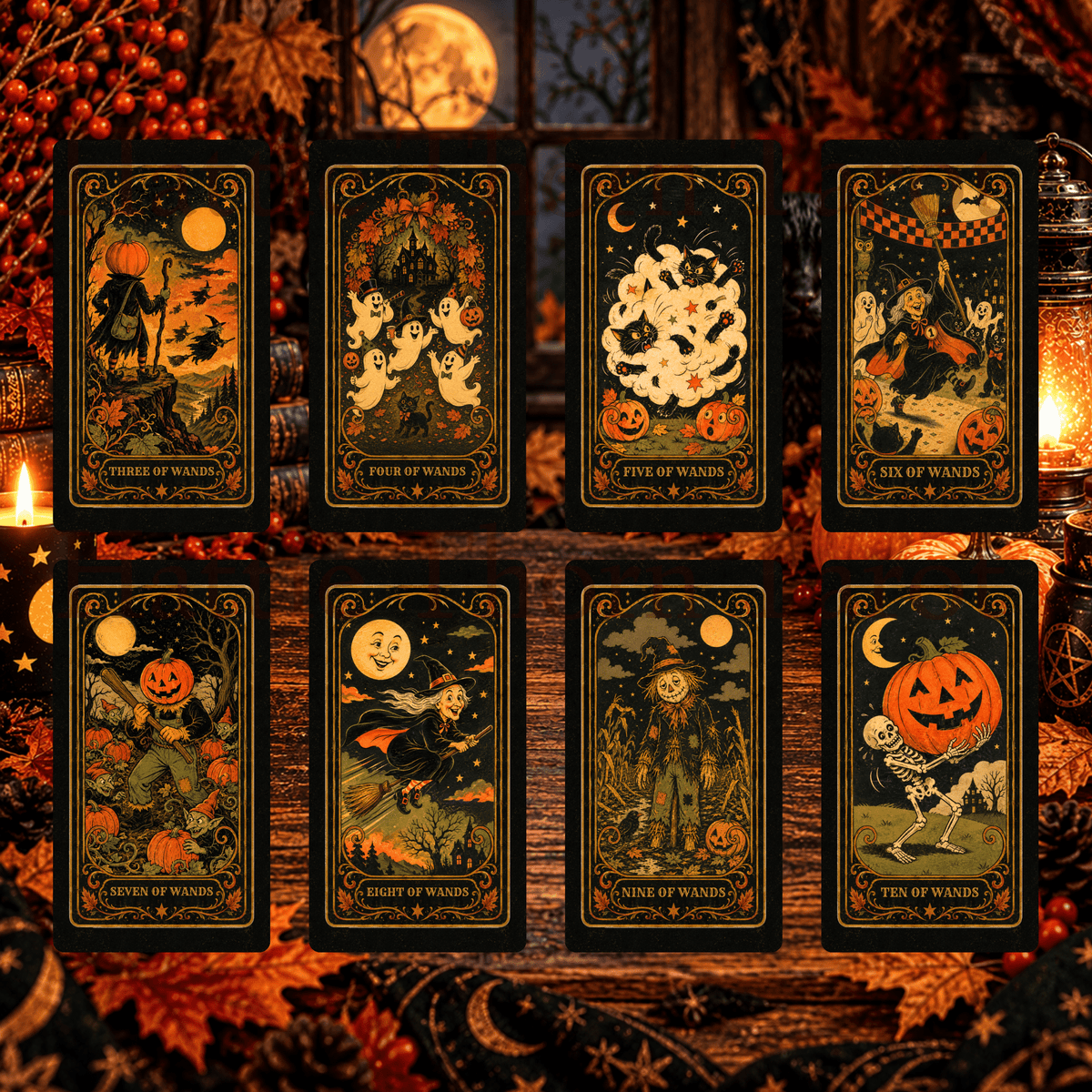 Pumpkin Moon Tarot 🎃 A 78-card Halloween haunt of grinning pumpkins, midnight witches, and moonlit magic - Hattie Thorn Tarot