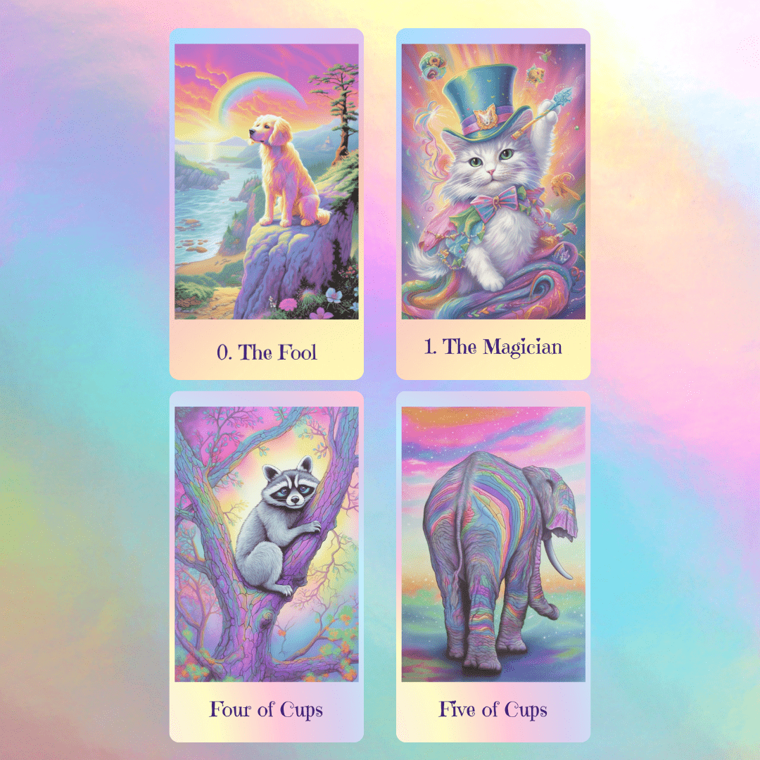 Retiring Soon! Sugar and Spice Tarot 🍭 A candy - coloured twist on classic tarot, sprinkled with charm and animal magic. - Hattie Thorn Tarot