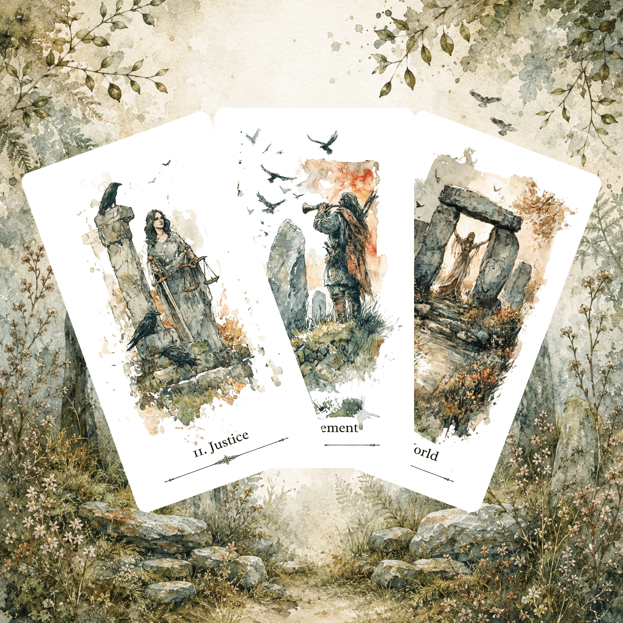 Sacred Isles Tarot 🐦‍⬛ ancient paths, forgotten legends, and timeless tarot wisdom woven through the wild landscapes of Britain. - Hattie Thorn Tarot