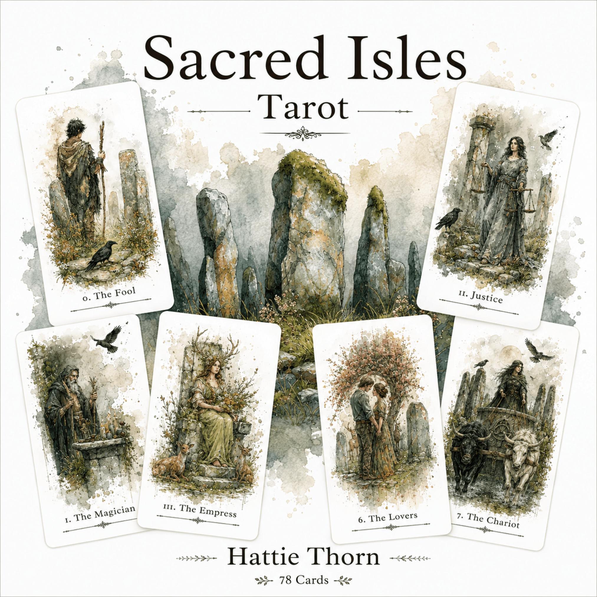 Sacred Isles Tarot 🐦‍⬛ ancient paths, forgotten legends, and timeless tarot wisdom woven through the wild landscapes of Britain. - Hattie Thorn Tarot