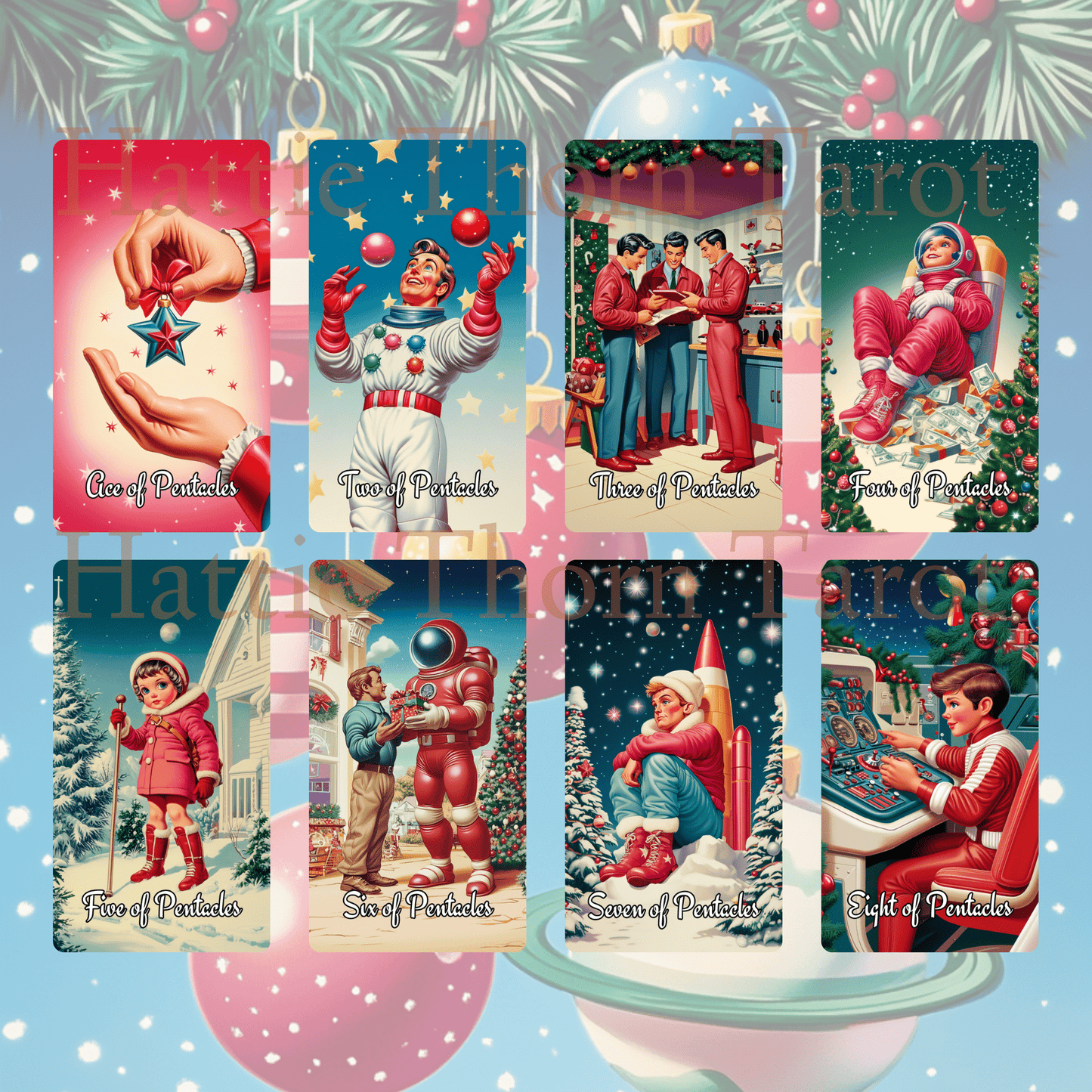 🎅 Sarsaparilla Christmas Bundle 🎅 — Twin Decks of Atomic Age Holiday Pop Magic - Hattie Thorn Tarot