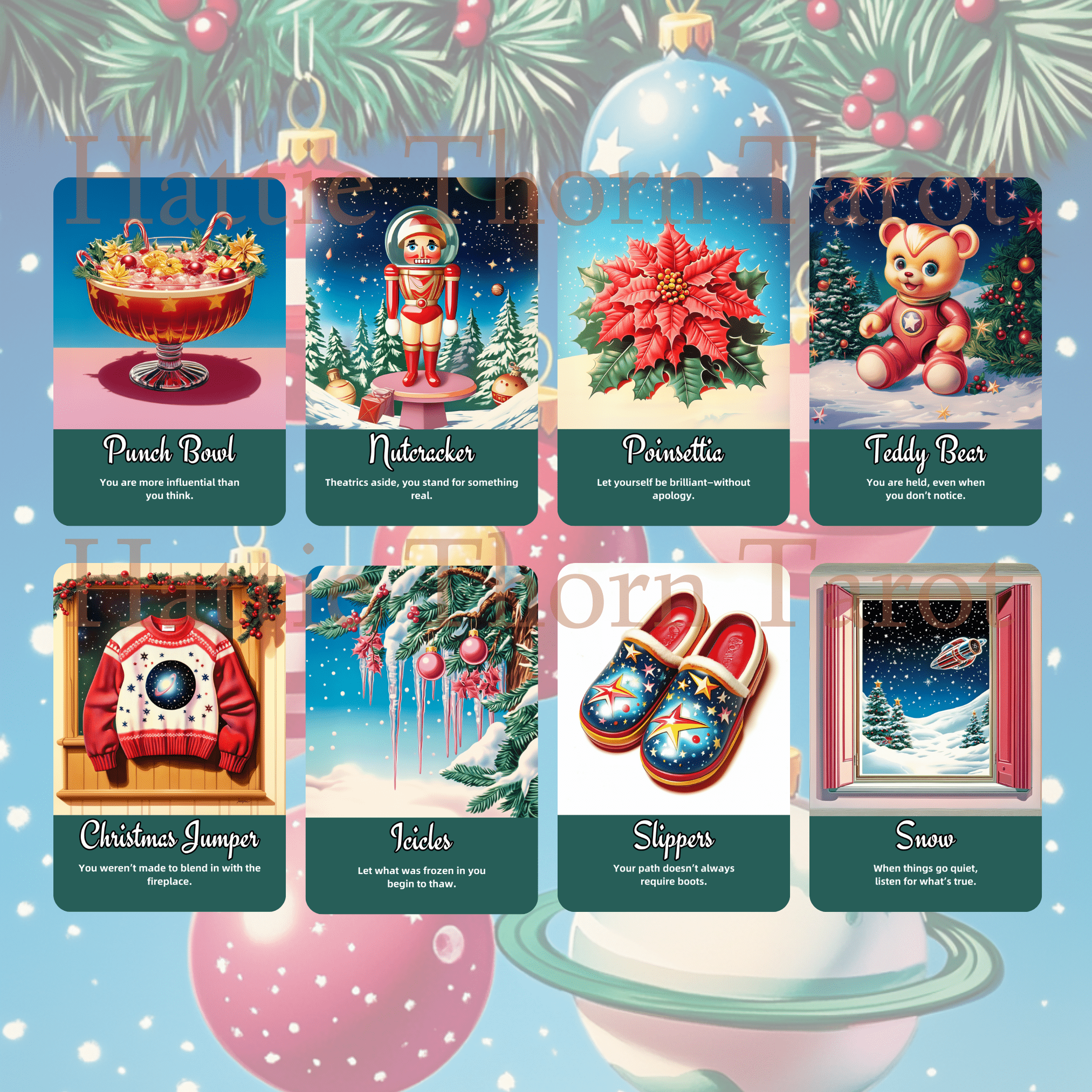🎅 Sarsaparilla Christmas Bundle 🎅 — Twin Decks of Atomic Age Holiday Pop Magic - Hattie Thorn Tarot