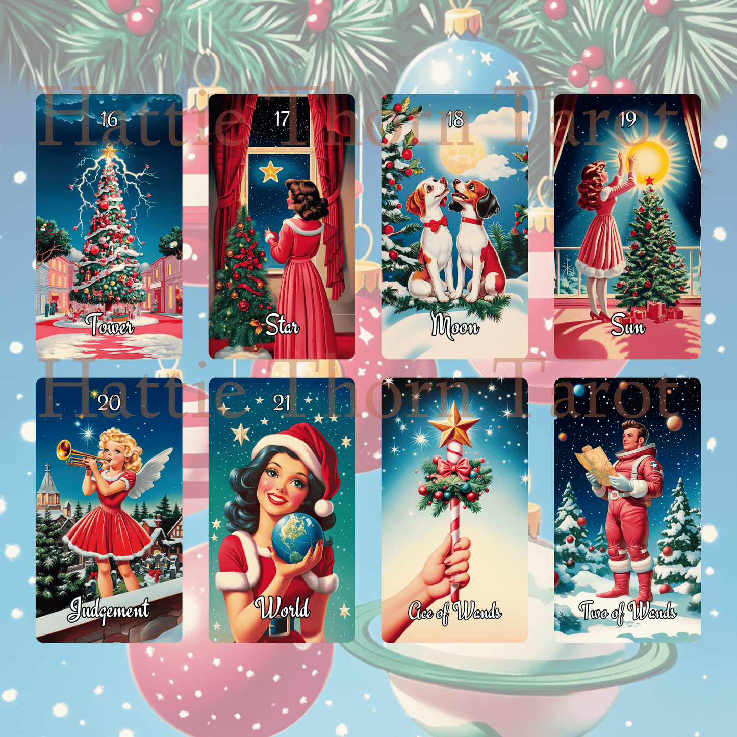 🎅 Sarsaparilla Christmas Bundle 🎅 — Twin Decks of Atomic Age Holiday Pop Magic - Hattie Thorn Tarot