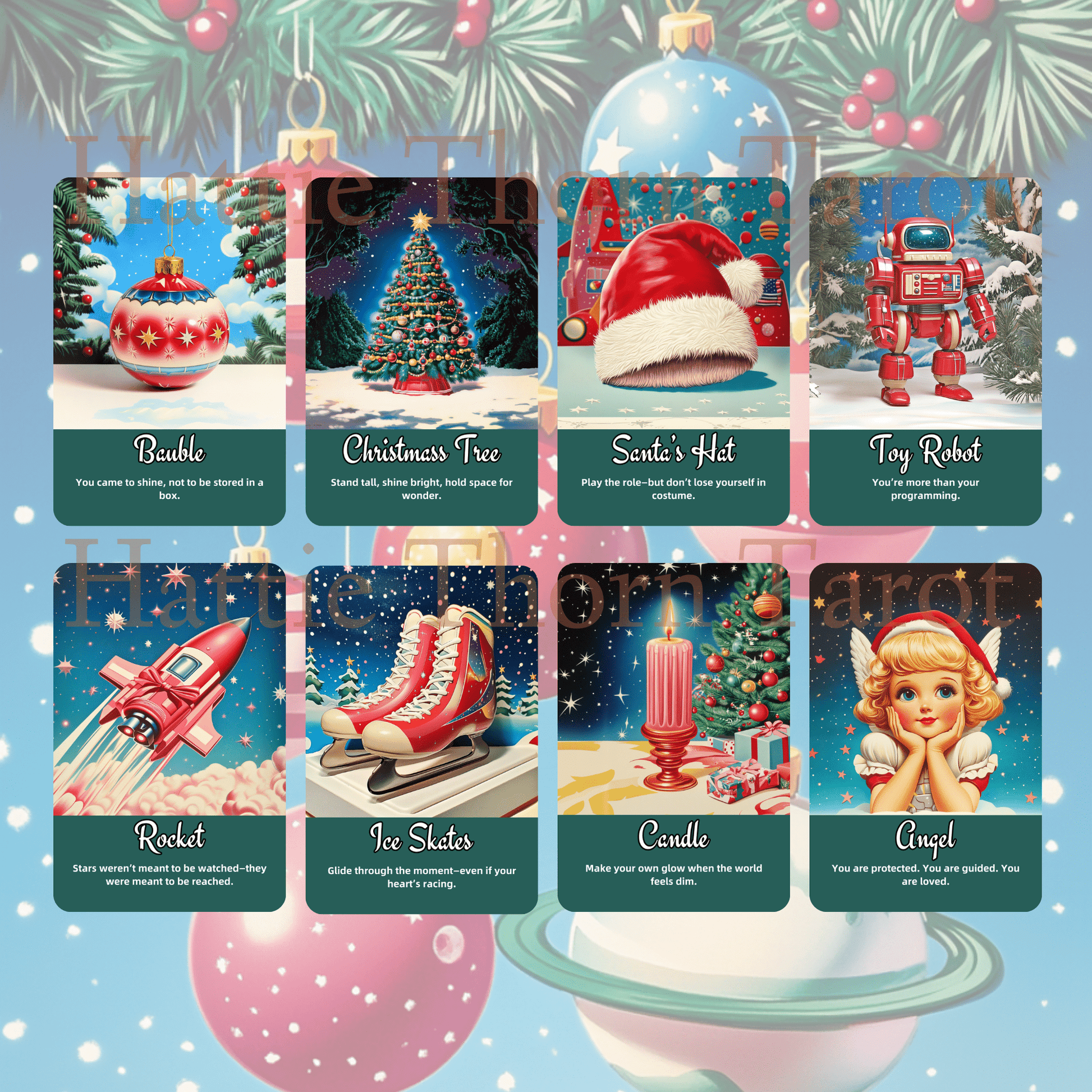 🎅 Sarsaparilla Christmas Bundle 🎅 — Twin Decks of Atomic Age Holiday Pop Magic - Hattie Thorn Tarot