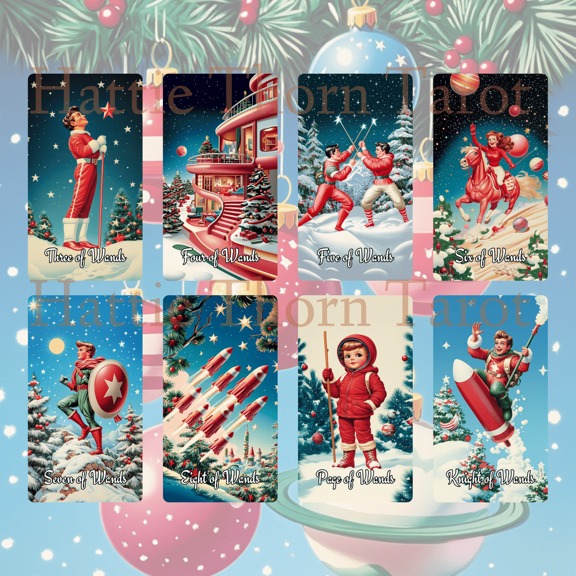 🎅 Sarsaparilla Christmas Bundle 🎅 — Twin Decks of Atomic Age Holiday Pop Magic - Hattie Thorn Tarot