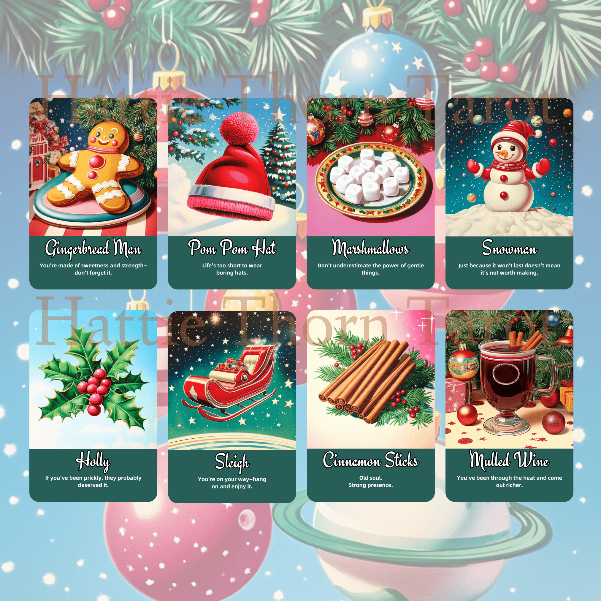 🎅 Sarsaparilla Christmas Oracle 🎅 — Sweet Nostalgia and Retro Pin - Up Christmas Magic - Hattie Thorn Tarot