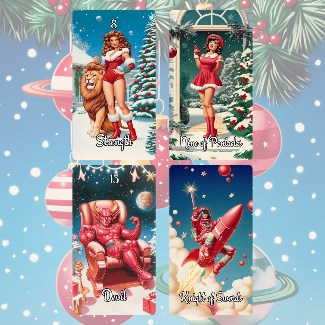 🎅 Sarsaparilla Christmas Tarot 🎅 — A Retro Holiday Dream of Peppermint and Stardust - Hattie Thorn Tarot