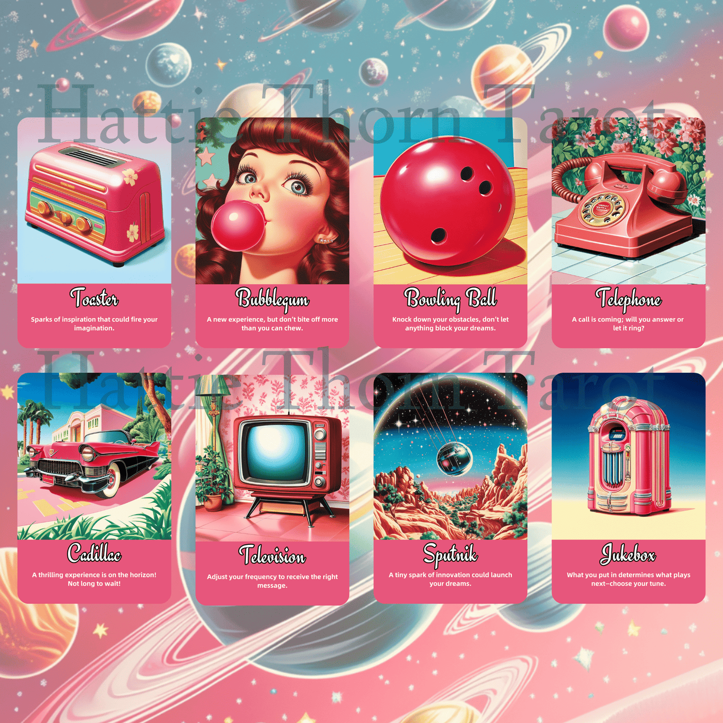 Sarsaparilla Oracle 🧃 A 50 - card oracle deck of soda - pop intuition, sci - fi vibes, and starlit guidance - Hattie Thorn Tarot