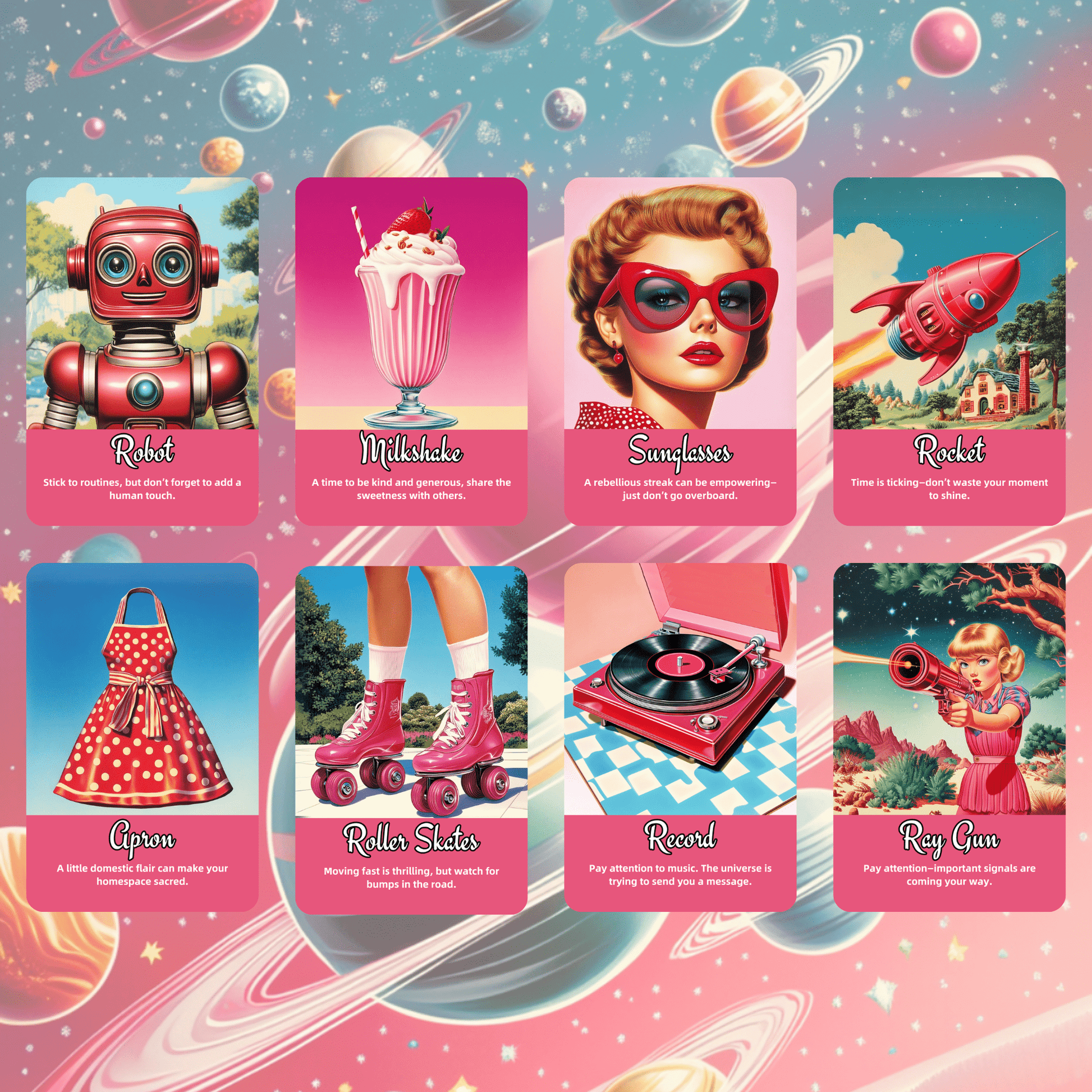 Sarsaparilla Oracle 🧃 A 50 - card oracle deck of soda - pop intuition, sci - fi vibes, and starlit guidance - Hattie Thorn Tarot