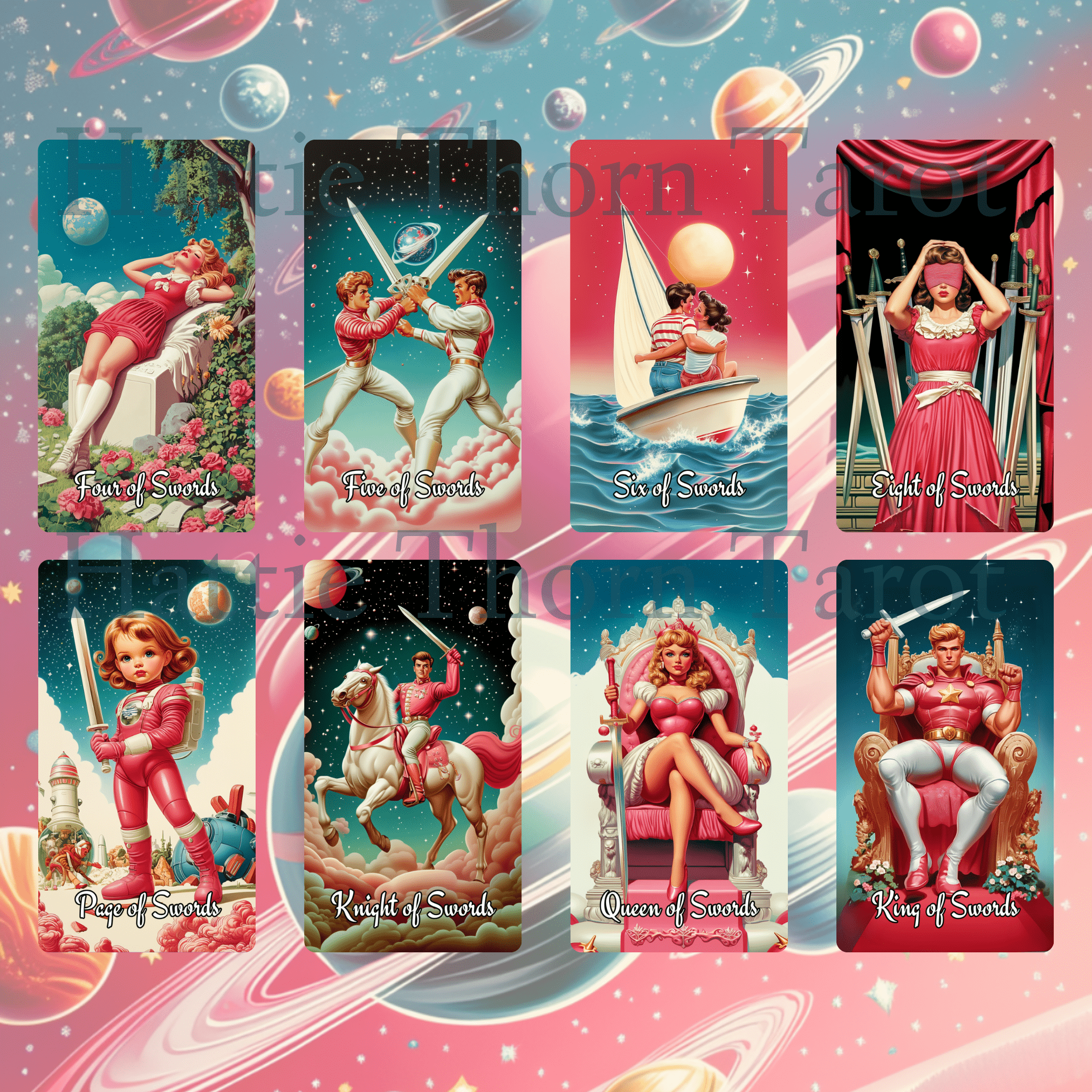 Sarsaparilla Tarot & Oracle Bundle 🧃 A retro - futuristic 2 - deck bundle of mystic fizz, pink vibes, and cosmic curiosity - Hattie Thorn Tarot