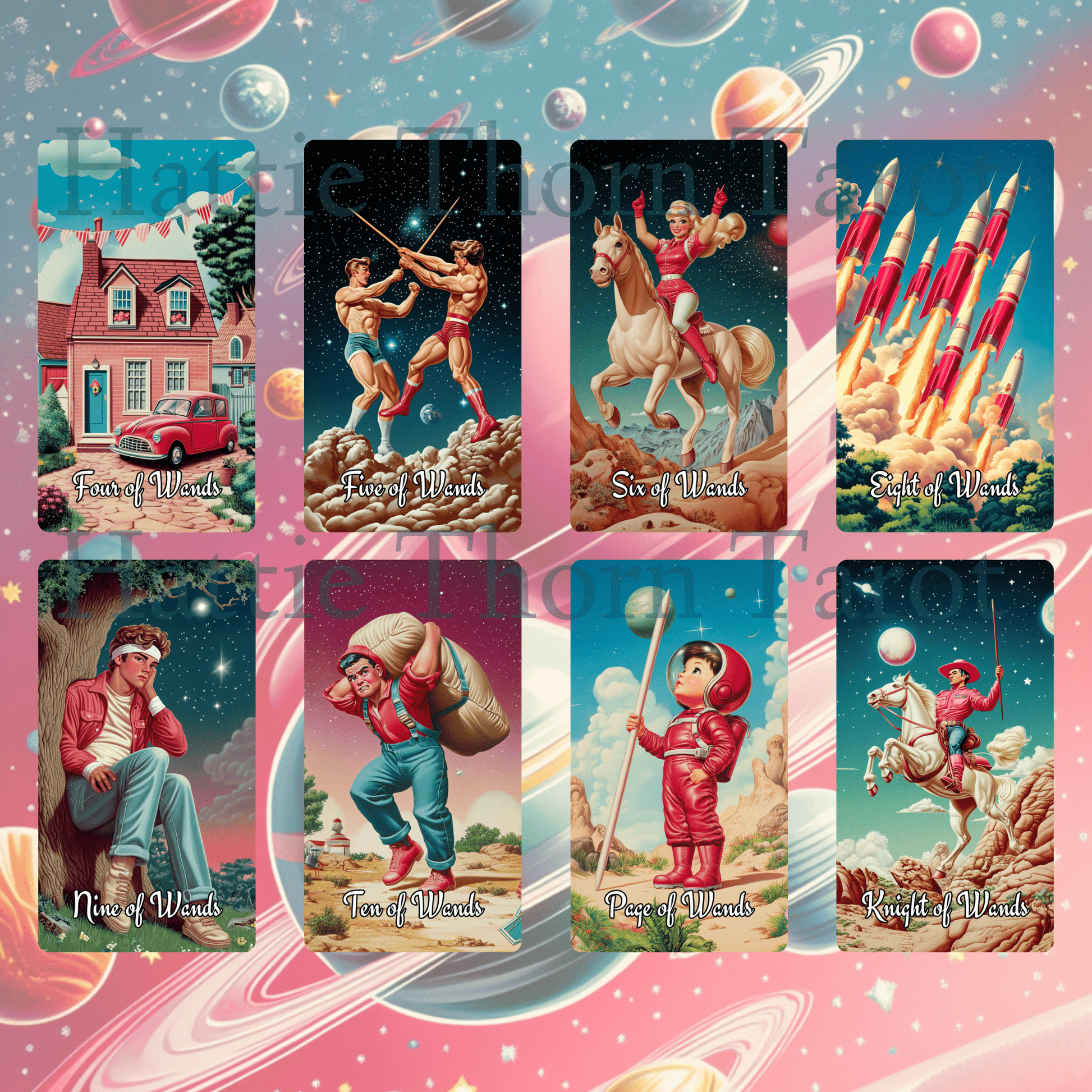 Sarsaparilla Tarot & Oracle Bundle 🧃 A retro - futuristic 2 - deck bundle of mystic fizz, pink vibes, and cosmic curiosity - Hattie Thorn Tarot