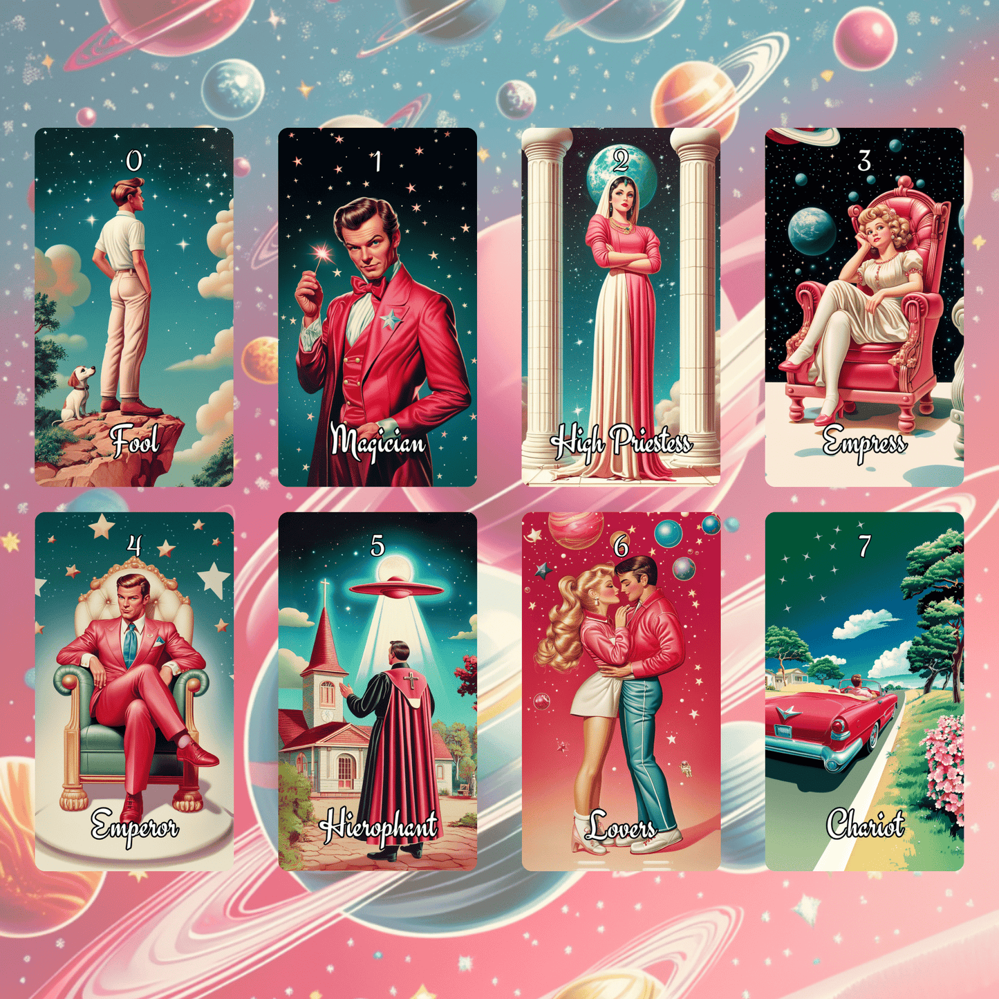 Sarsaparilla Tarot & Oracle Bundle 🧃 A retro - futuristic 2 - deck bundle of mystic fizz, pink vibes, and cosmic curiosity - Hattie Thorn Tarot