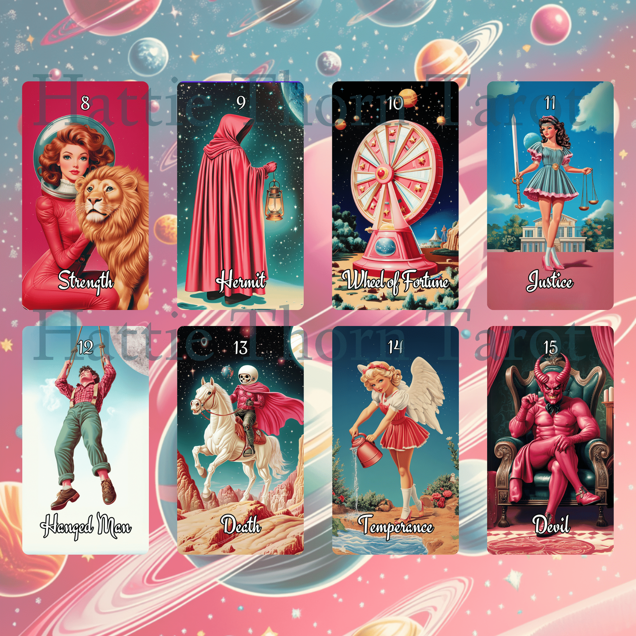 Sarsaparilla Tarot & Oracle Bundle 🧃 A retro - futuristic 2 - deck bundle of mystic fizz, pink vibes, and cosmic curiosity - Hattie Thorn Tarot