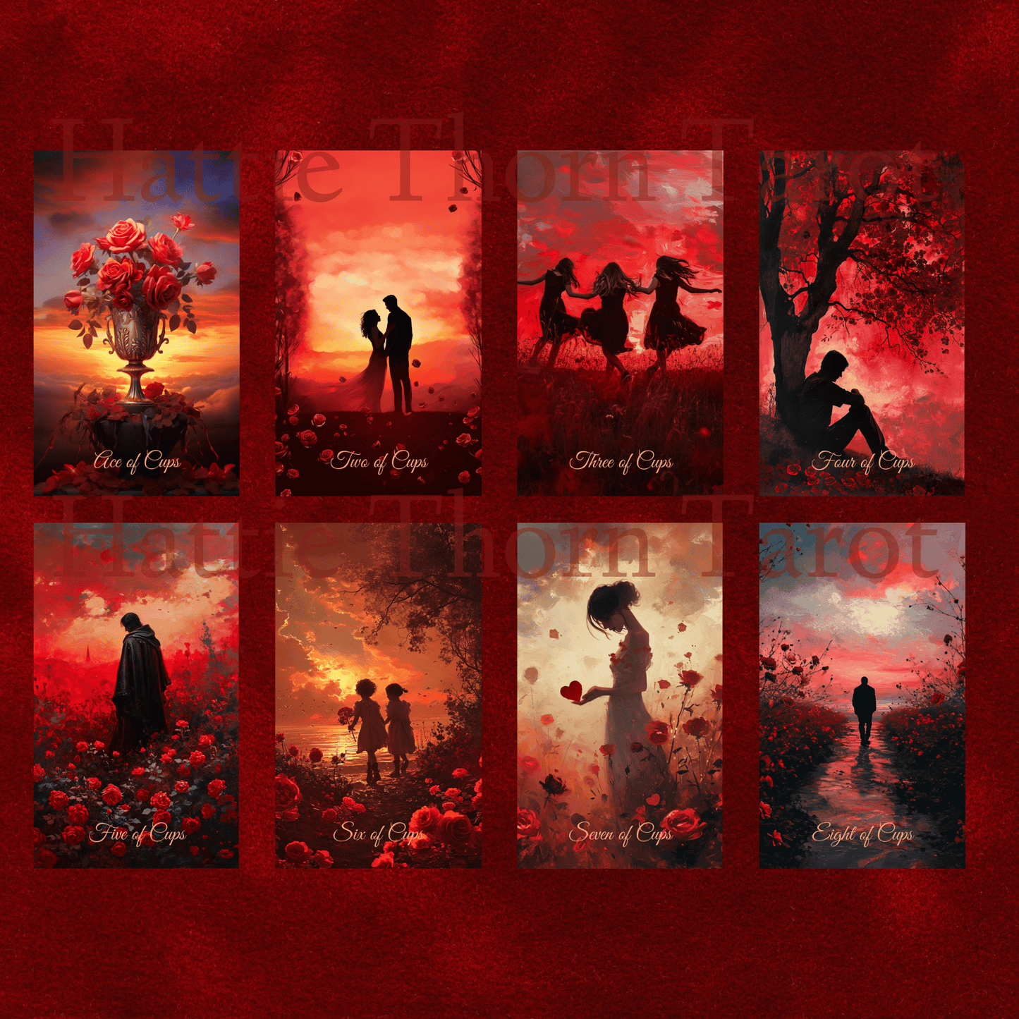 Scarlet Rose Love Tarot & Lenormand Bundle 🌹 A 2 - deck set for heartfelt readings, soulful love stories, and intuitive connection - Hattie Thorn Tarot