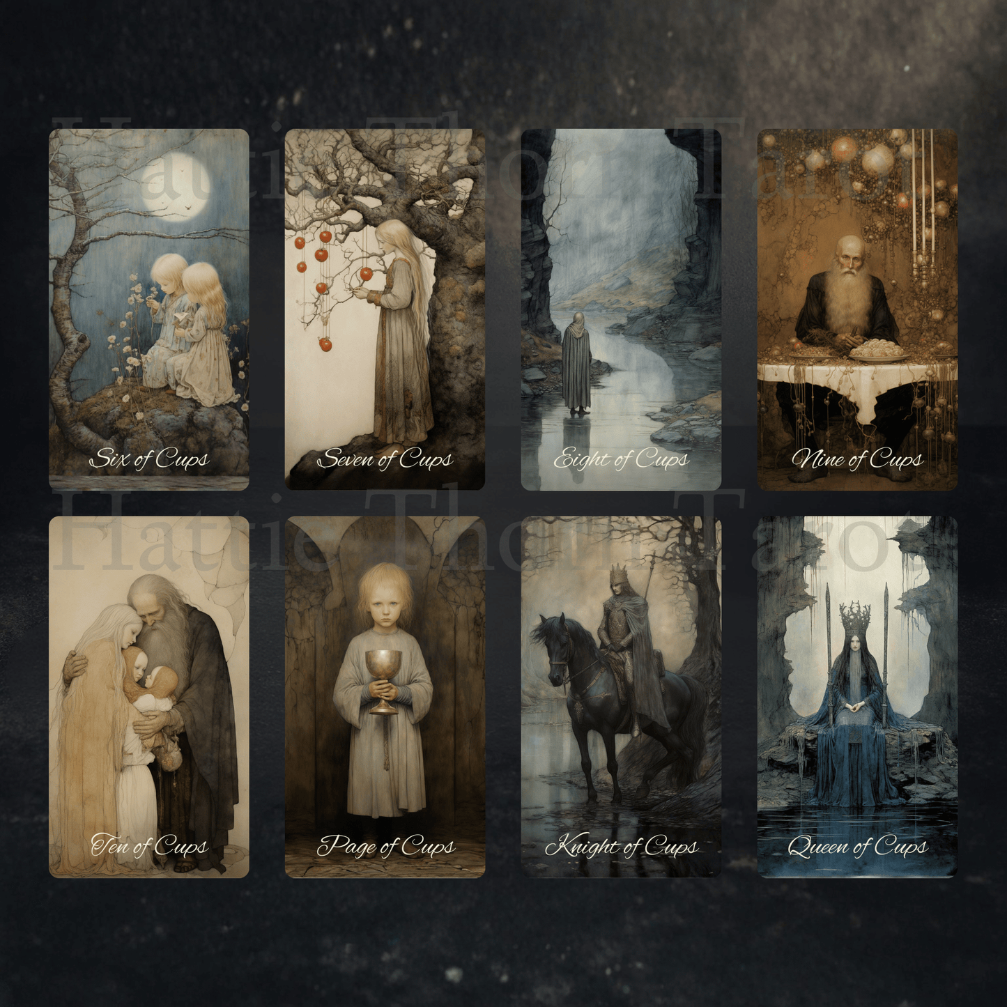 Shadow Fates Tarot 🌑 A limited Collector’s Edition tarot deck featuring exclusive borderless artwork, a foiled rigid box, and a signed numbered card. - Hattie Thorn Tarot