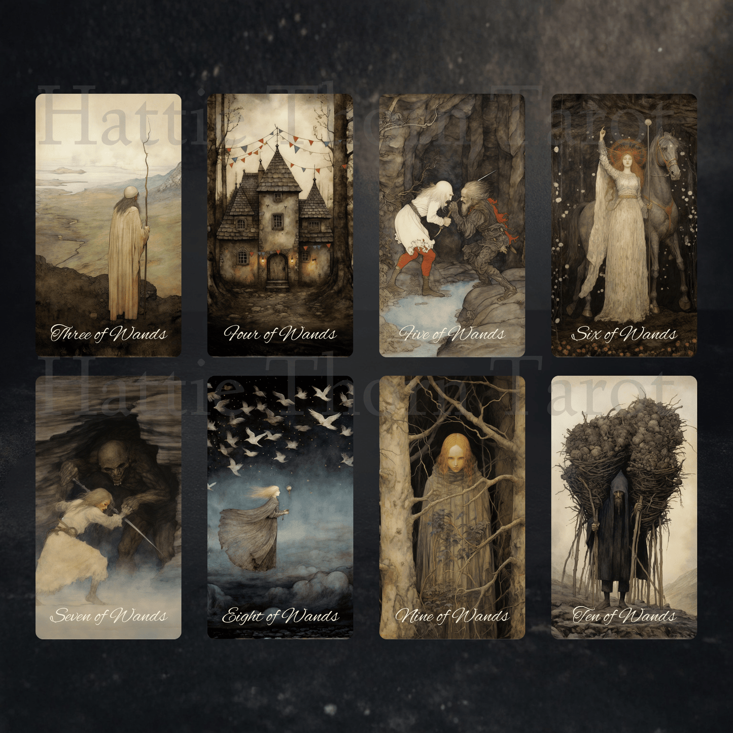 Shadow Fates Tarot 🌑 A limited Collector’s Edition tarot deck featuring exclusive borderless artwork, a foiled rigid box, and a signed numbered card. - Hattie Thorn Tarot