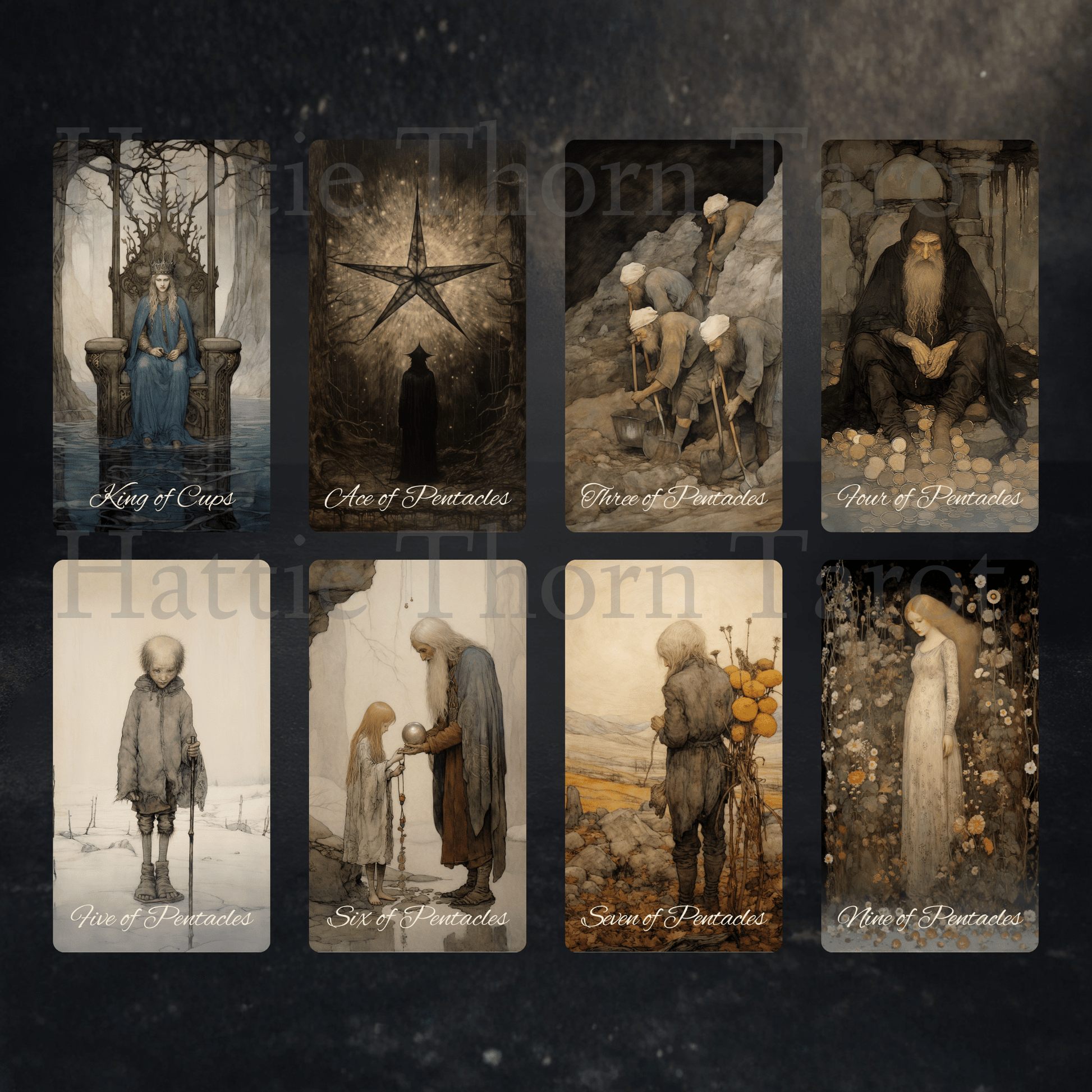 Shadow Fates Tarot 🌑 A limited Collector’s Edition tarot deck featuring exclusive borderless artwork, a foiled rigid box, and a signed numbered card. - Hattie Thorn Tarot