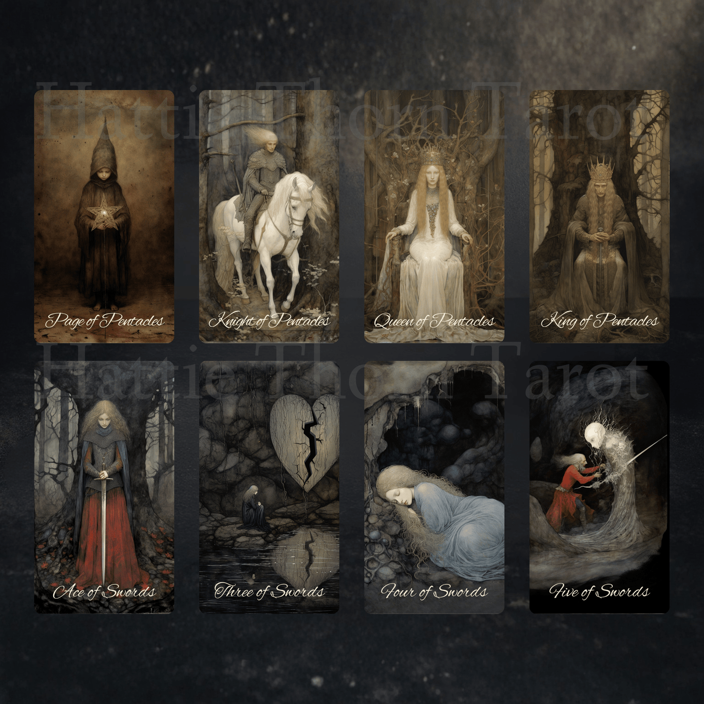 Shadow Fates Tarot 🌑 A limited Collector’s Edition tarot deck featuring exclusive borderless artwork, a foiled rigid box, and a signed numbered card. - Hattie Thorn Tarot