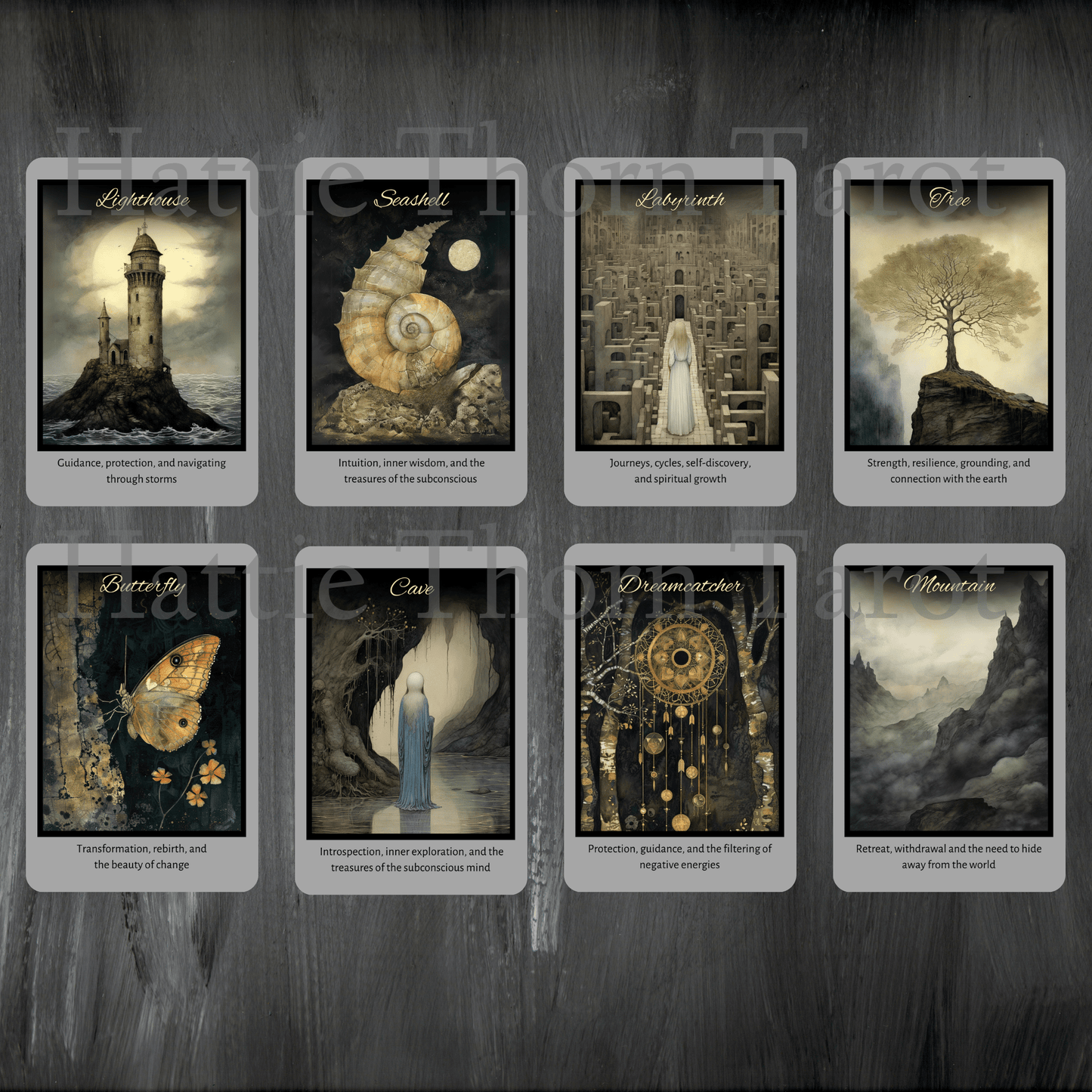 Shadow Fates Tarot & Oracle Bundle 🌙 A haunting 2 - deck journey through folklore, fate, and the mystical unknown - Hattie Thorn Tarot