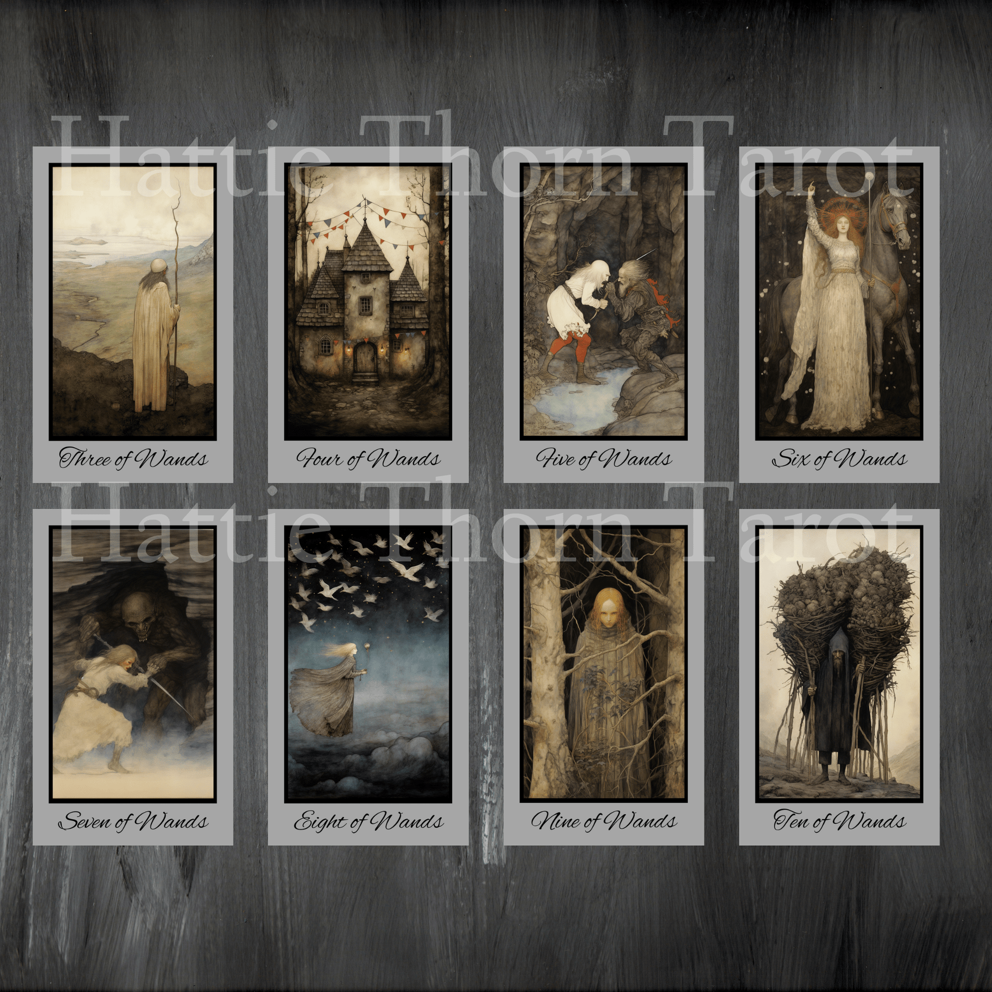 Shadow Fates Tarot & Oracle Bundle 🌙 A haunting 2 - deck journey through folklore, fate, and the mystical unknown - Hattie Thorn Tarot
