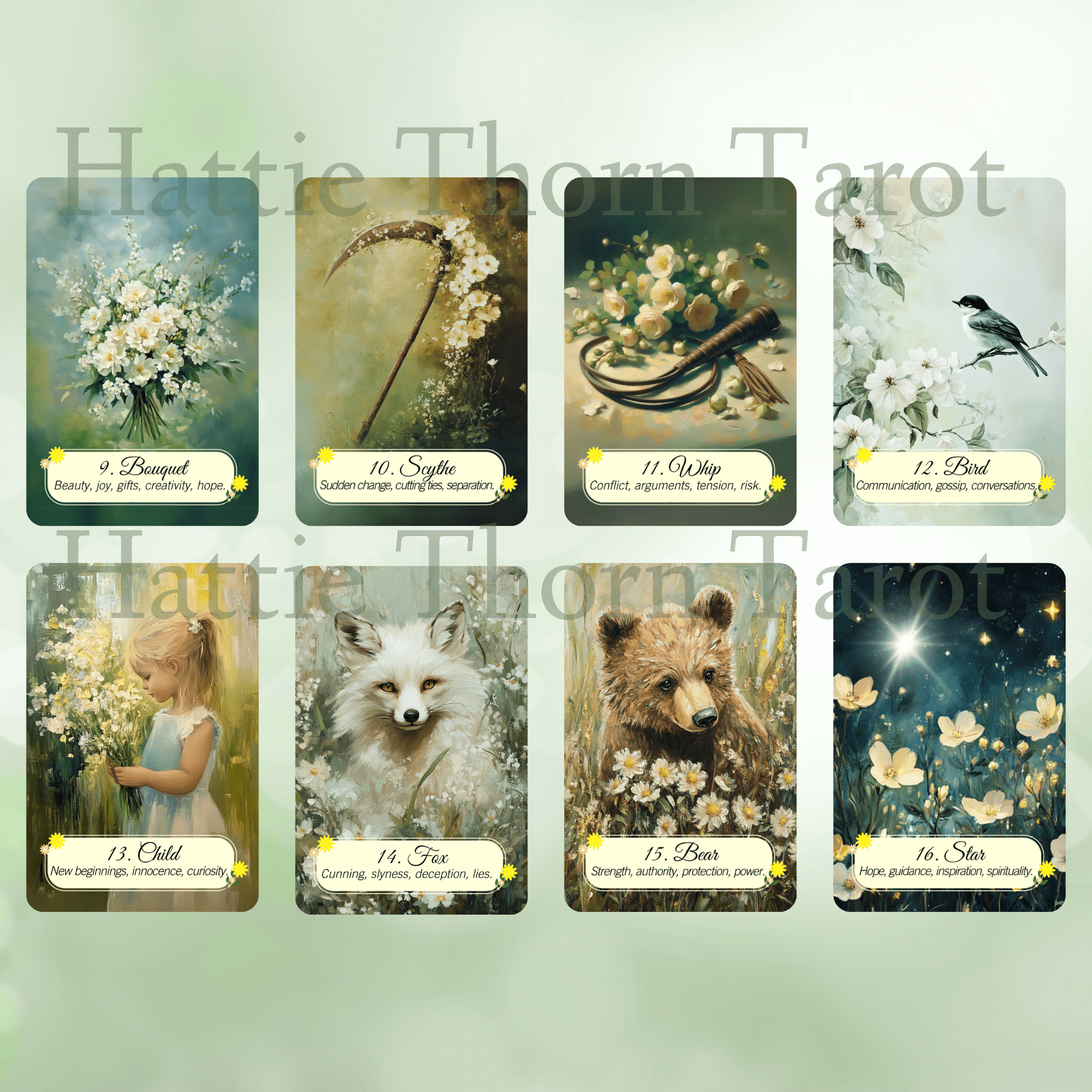 Spring Glade Tarot & Lenormand Bundle 🌱 A gentle 2 - deck set for fresh insights, spring renewal, and beginner - friendly guidance - Hattie Thorn Tarot